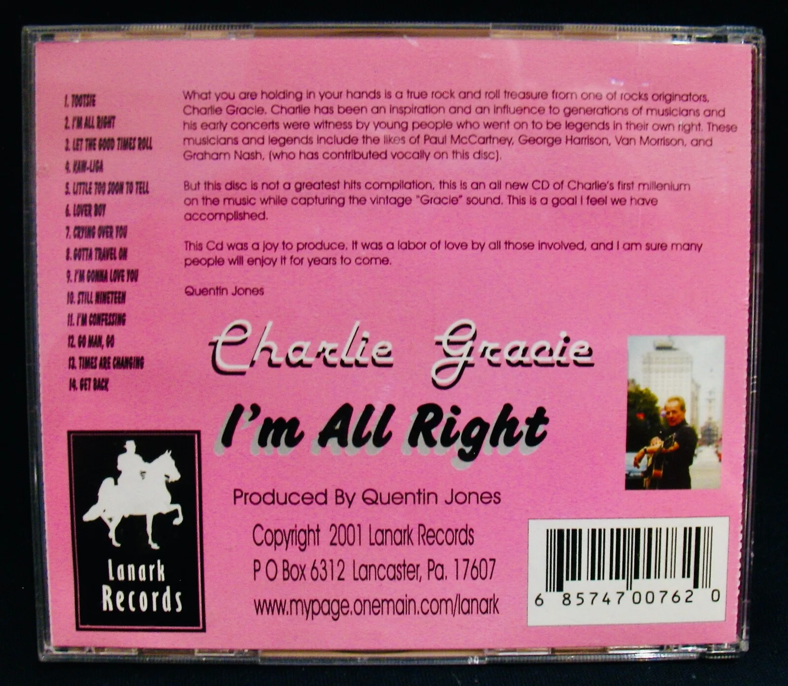 CHARLIE GRACIE~Autographed I'M ALL RIGHT~Near Mint Rockabilly CD~LANARK RECORDS, изображение 3