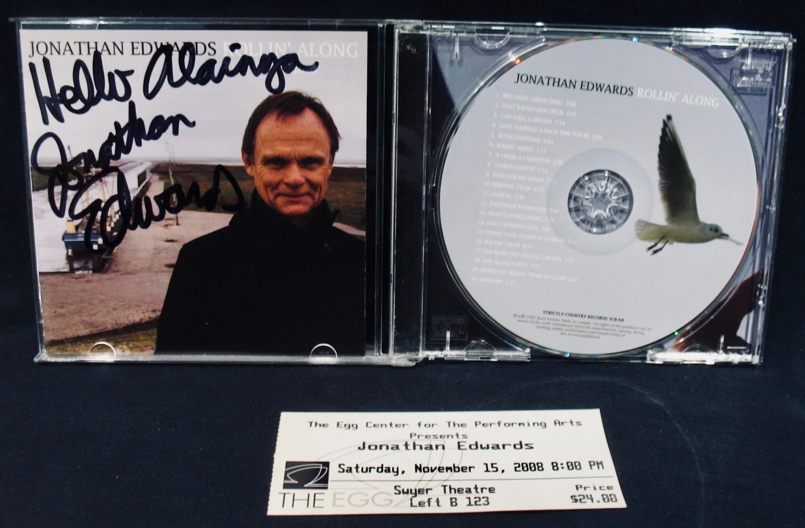 JONATHON EDWARDS ✦ Rare Signed ROLLIN' ALONG LIVE IN HOLLAND CD w/Concert Ticket, изображение 2