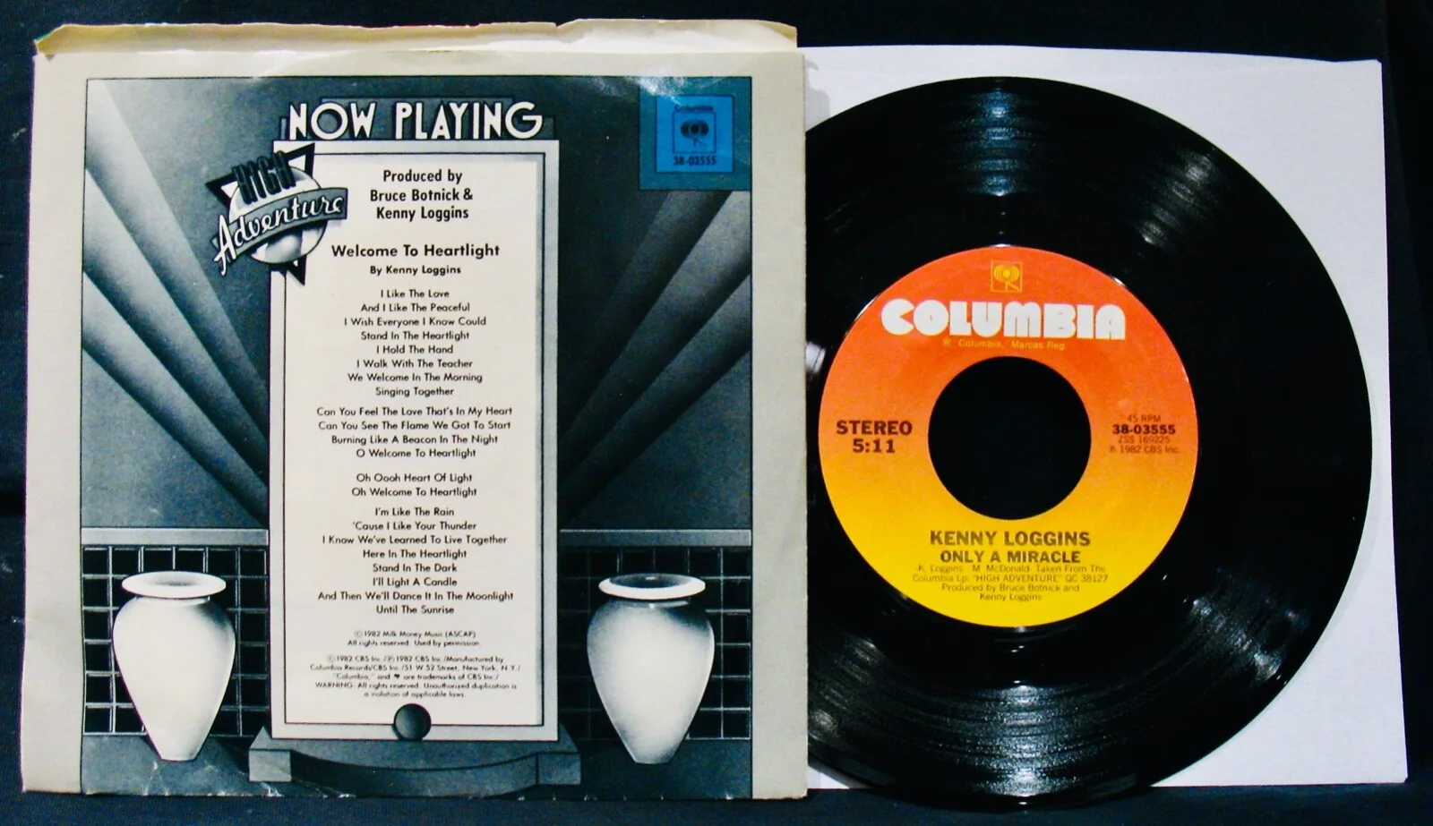 KENNY LOGGINS~Signed WELCOME TO HEARTLIGHT Picture Sleeve & 45~Loggins & Messina, изображение 2