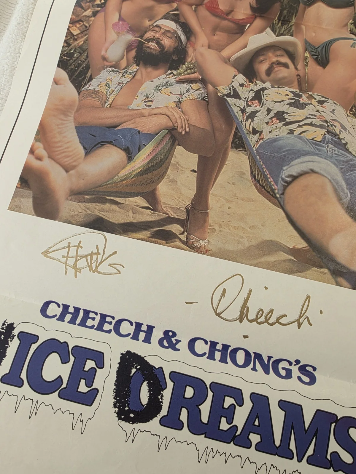 Cheech, Chong — Cheech & Chong's Nice Dreams Australian 13x29.75 Daybill Movie Poster Signed JSA, изображение 2