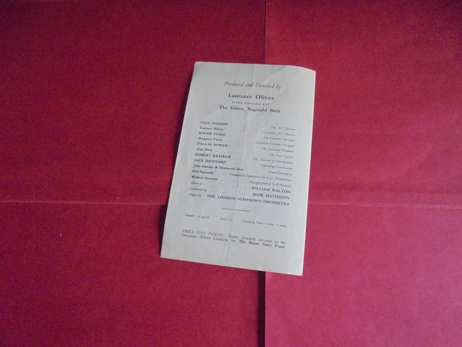 Rare Laurence Olivier Henry V UK Marble Arch Pavilion 1945 Flyer, image 3