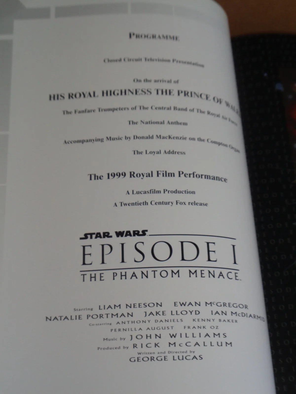 Star Wars - Episode 1 The Phantom Menace - 1999 Royal Film Performance Brochure, image 3