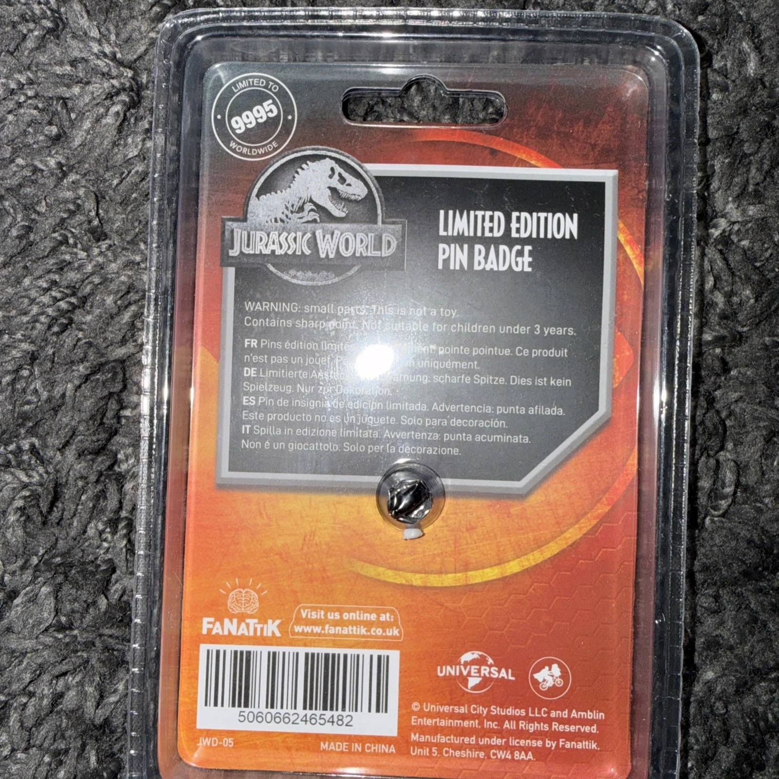 Jurassic Park World Ansteck-Pin Blue Limited Edition Velociraptor Raptor Replica, image 2
