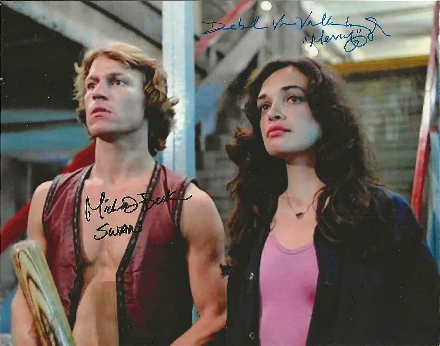 Michael Beck & Deborah Van Valkenburgh — THE WARRIORS - Color 8 x 10 - BY TWO STARS - in Person