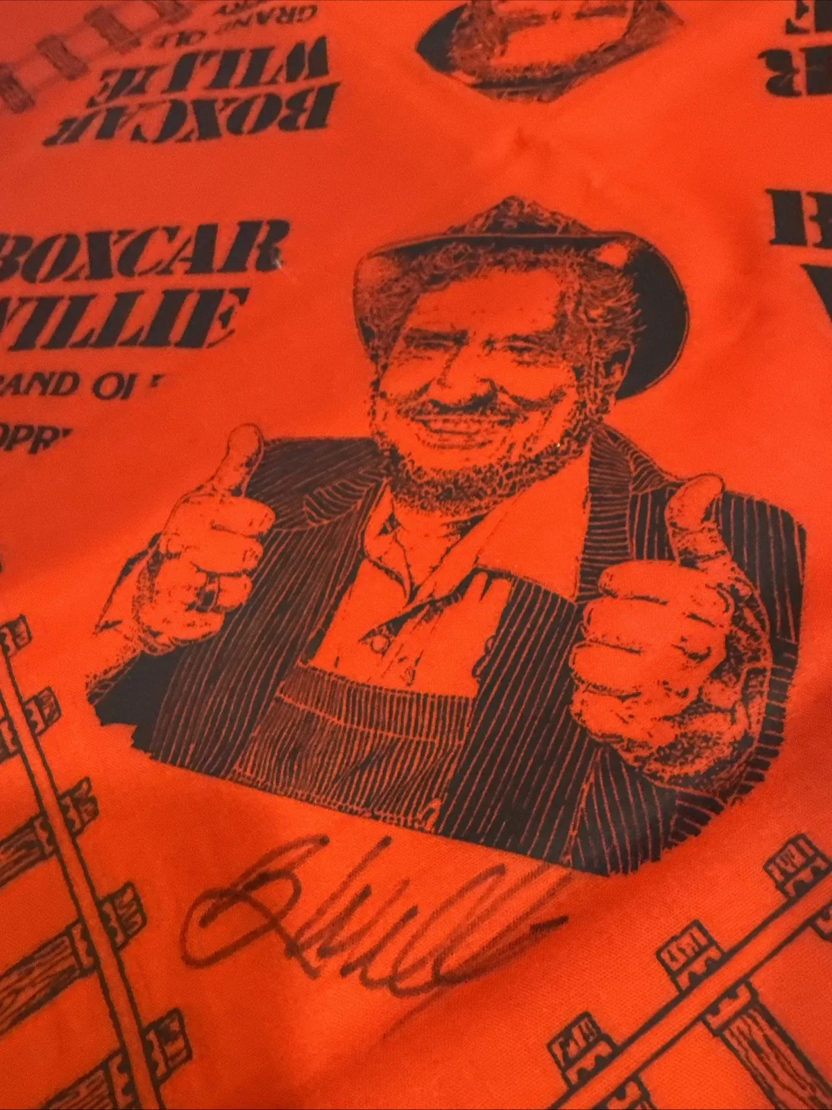 Rare Vintage Grand Ole Opry Boxcar Willie Handkerchief-Bandana. Signed, изображение 2