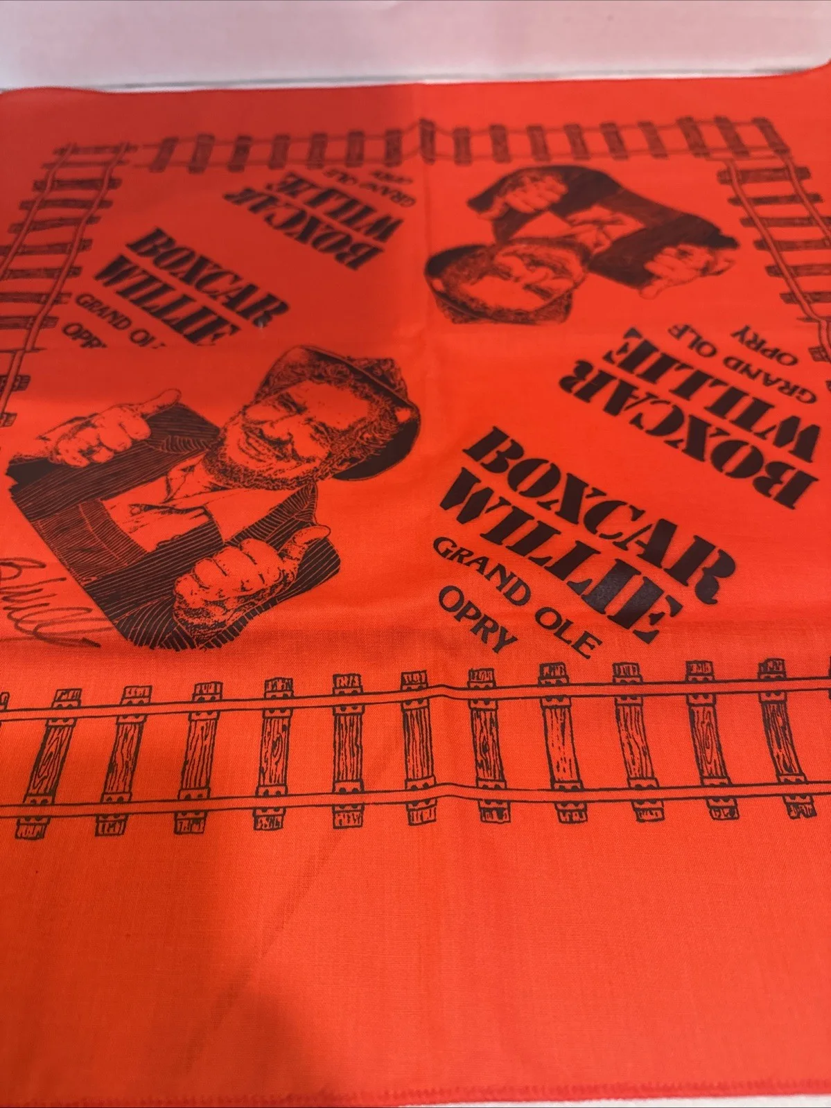 Rare Vintage Grand Ole Opry Boxcar Willie Handkerchief-Bandana. Signed, изображение 4