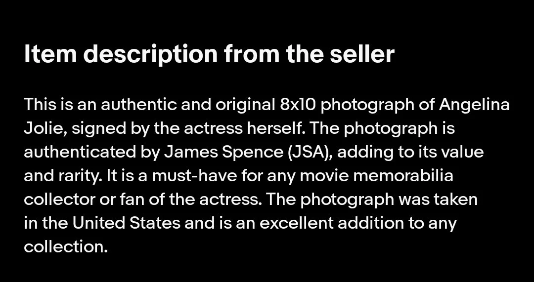 Angelina Jolie — Angelina Jolie Autographed 8x10 Photo JSA Authenticated Movie Original, изображение 3