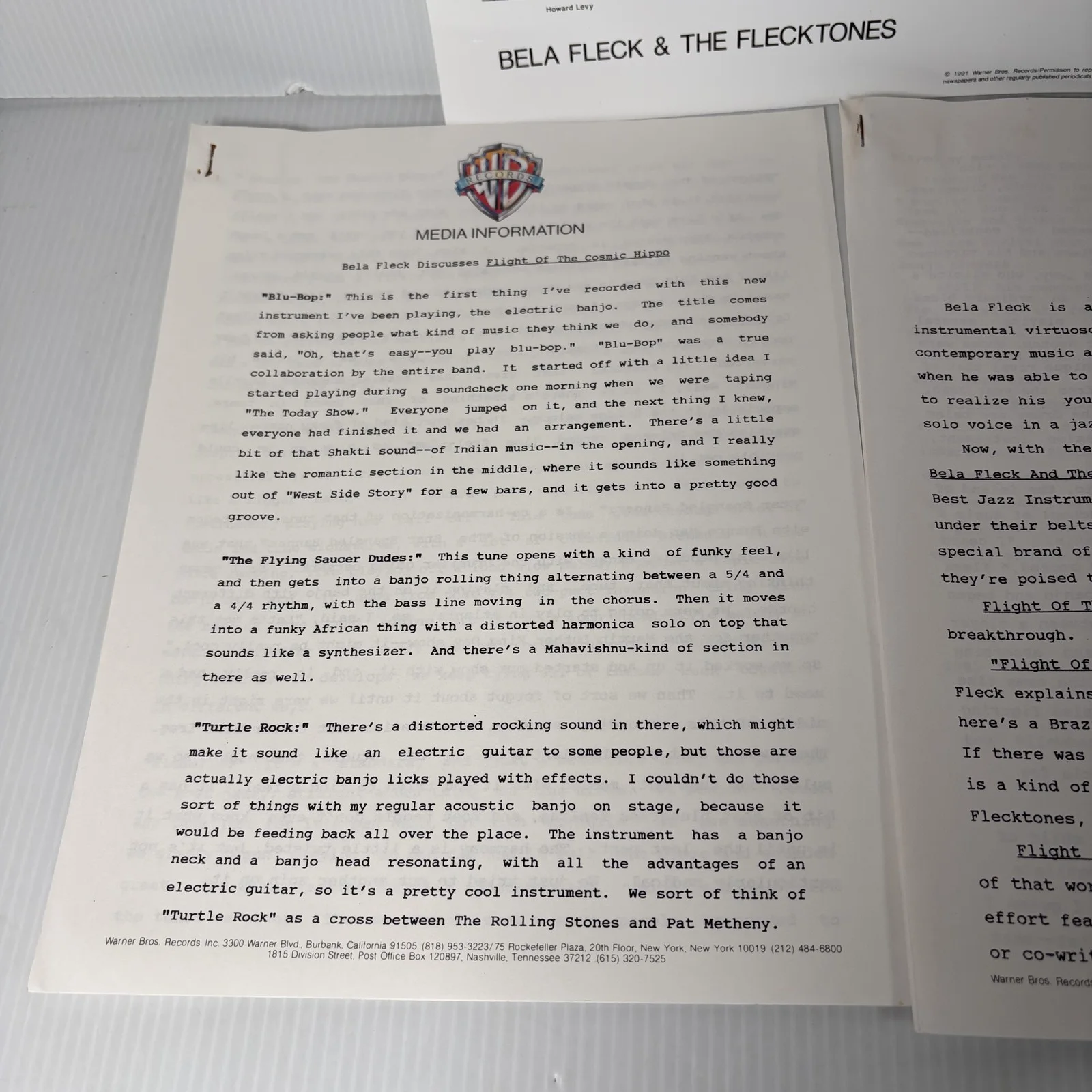 Bela Fleck & The Flecktones Promo Photo & Media Kit Flight of the Cosmic Hippo, изображение 3