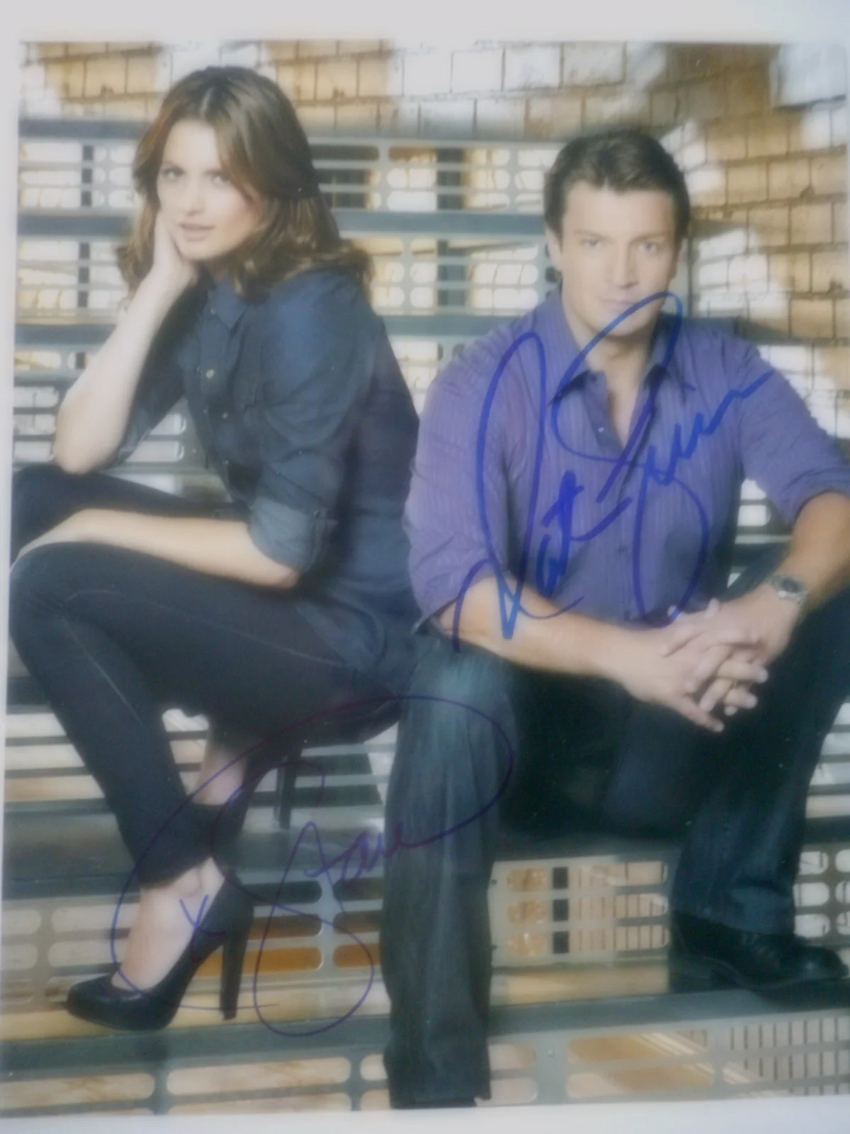 Stana Katic & Nathan Fillion — Nathan Fillion & Stana Katic signed Castle Tv Hit 8x10 Photo W/ COA & #d Holo