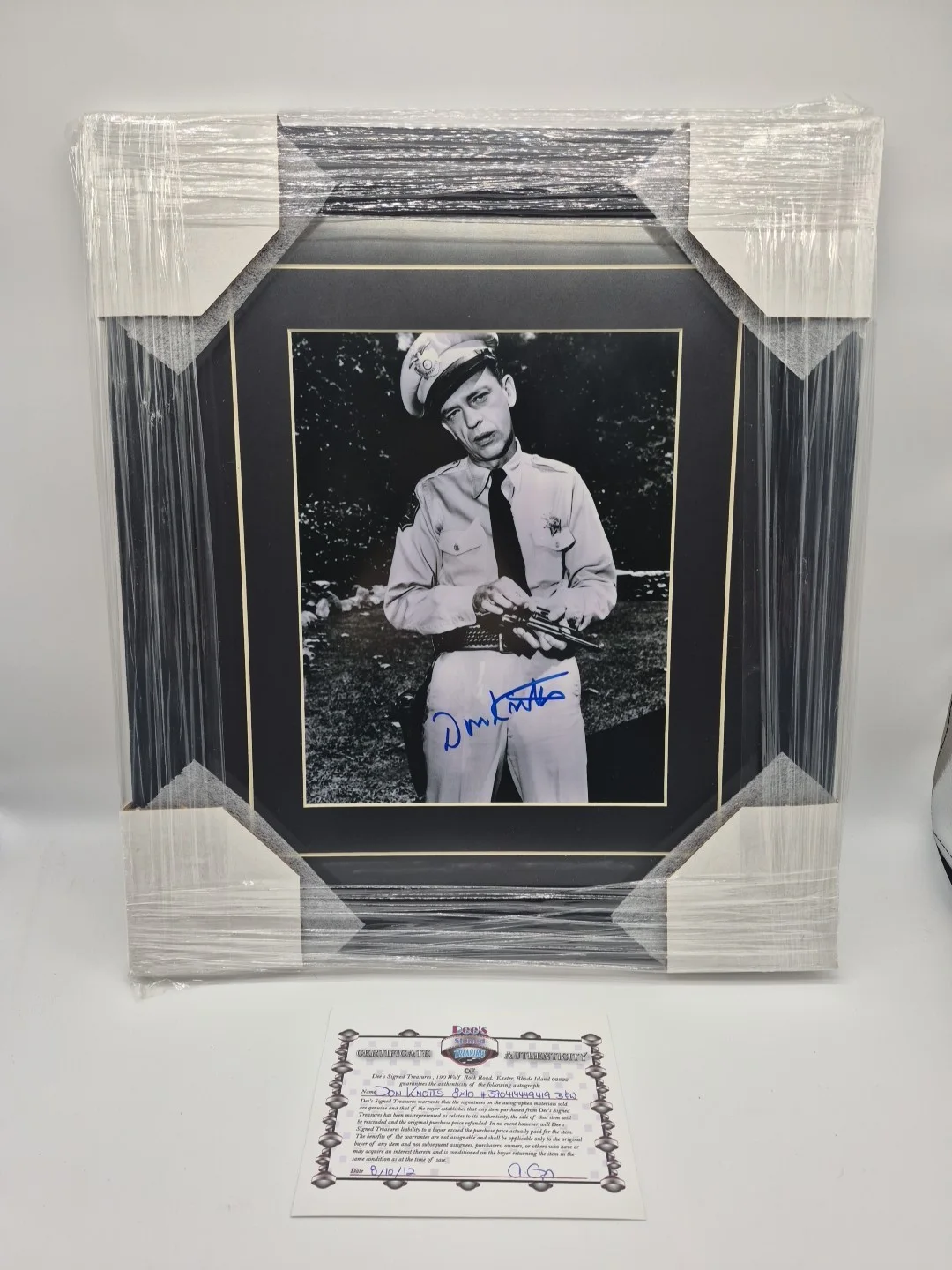 Don Knotts — Don Knotts Coa Signed Barney Fife 8x10 Photo Autograph Framed