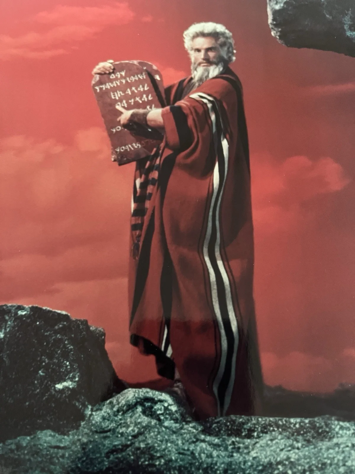 Authentic Charleton Heston Autograph Card with Iconic Ten Commandments Photo, image 3
