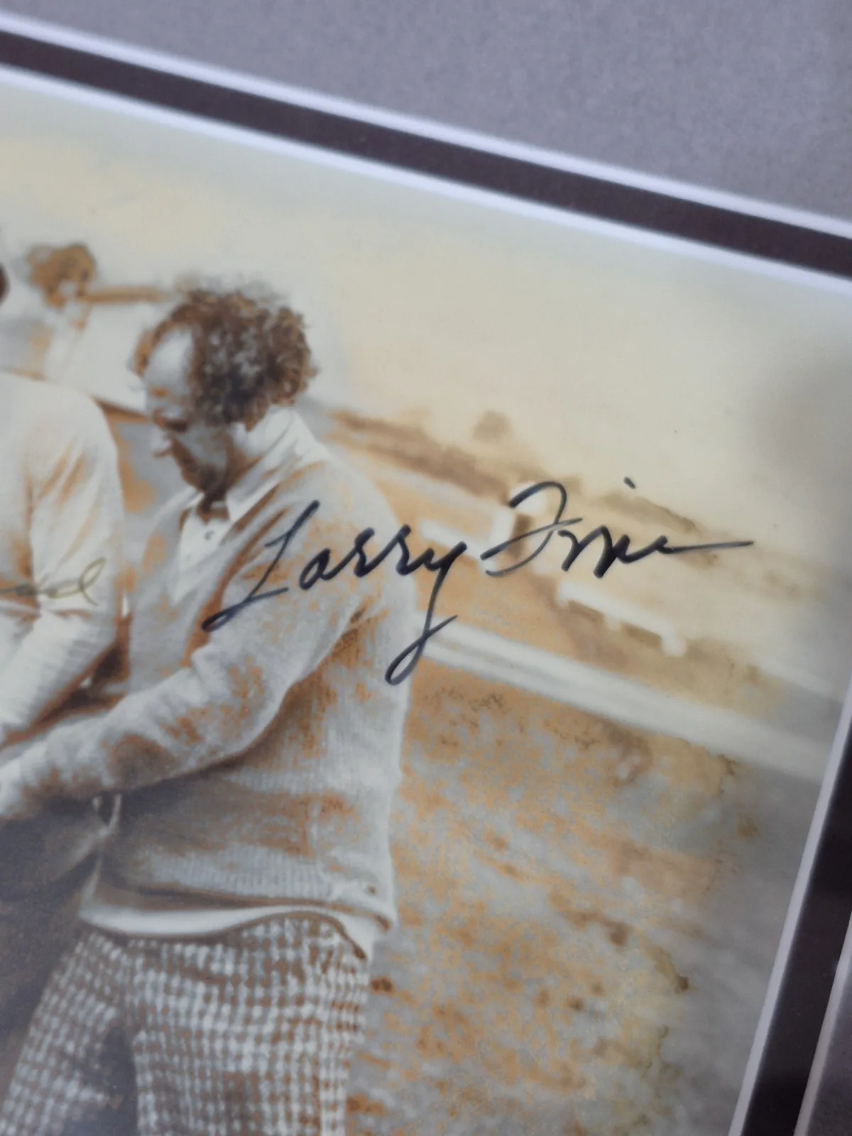Curly Howard, Moe Howard, Larry Fine — Three Stooges Original Autographed Framed 8x10 Movie Photograph, Certified COA, image 3