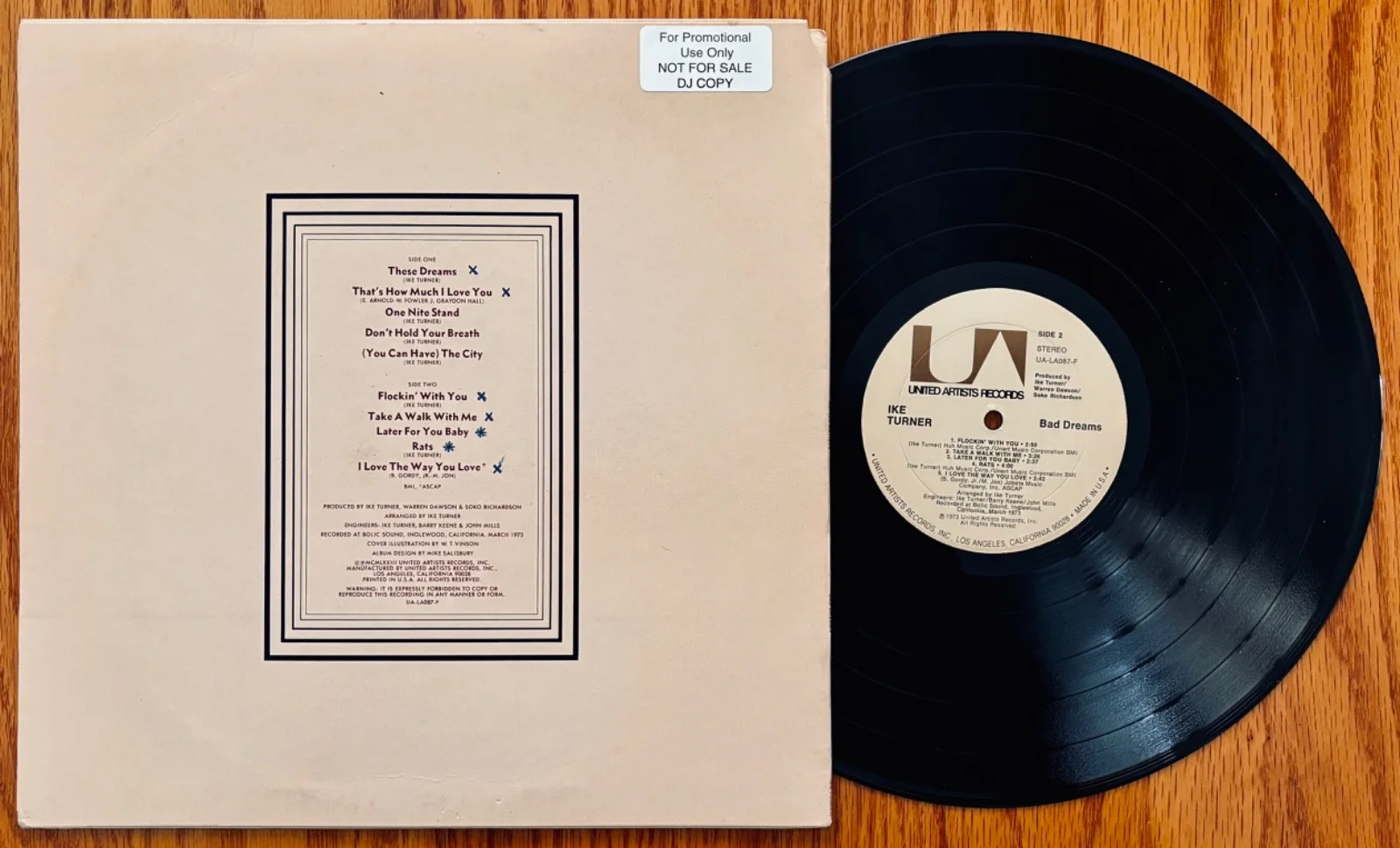 IKE TURNER • Signed BAD DREAMS Promo/DJ Album~United Artists #UA-LA087-F~N Mint!, изображение 2