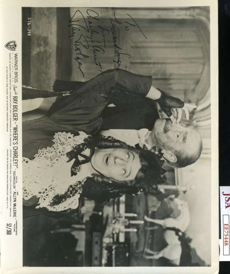 RAY BOLGER — Ray Bolger Jsa Coa Hand Signed 8x10 Wheres Charlie Photo Autograph