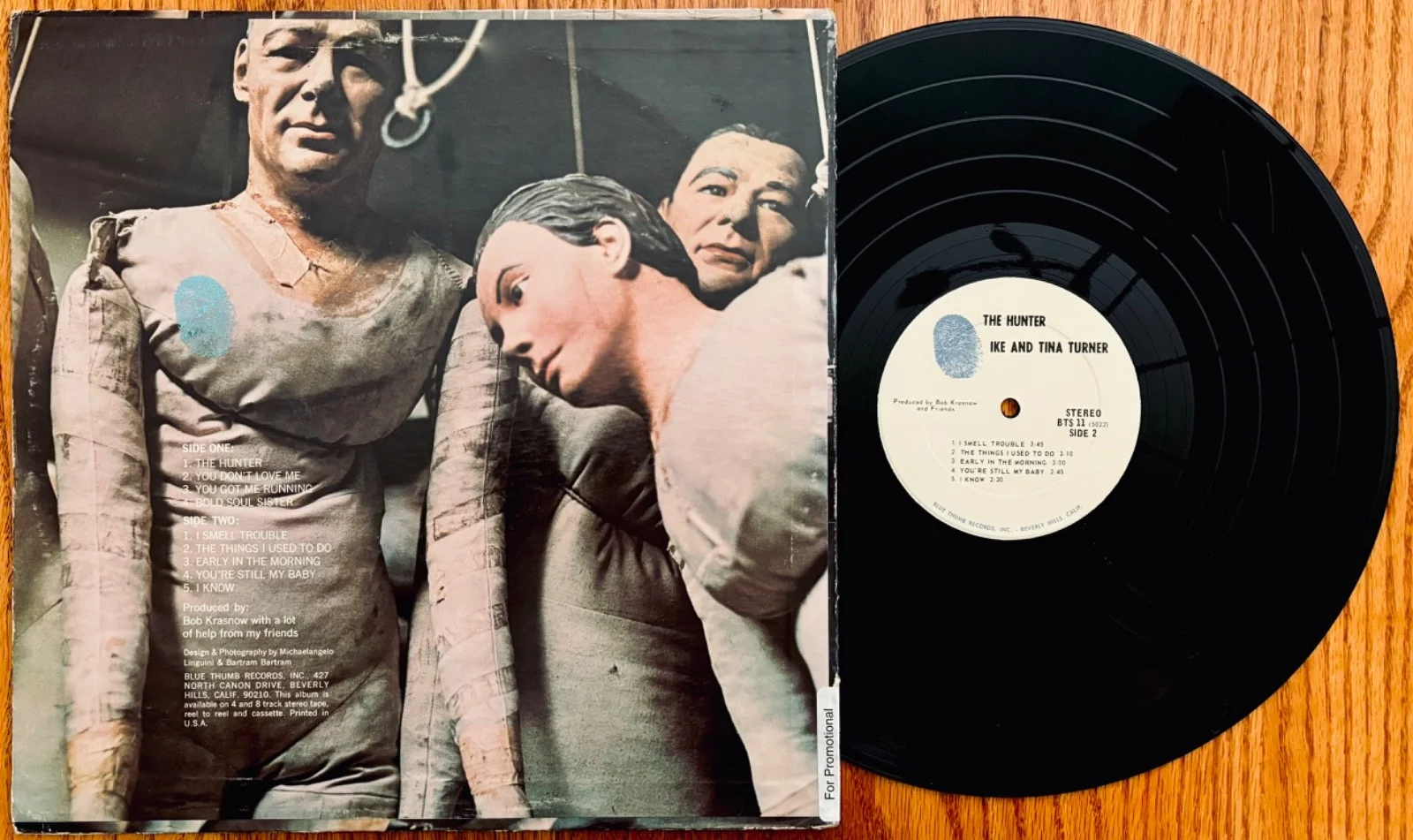 IKE & TINA TURNER • Tina Signed THE HUNTER Promo Album~BLUE THUMB #BTS 11, изображение 2