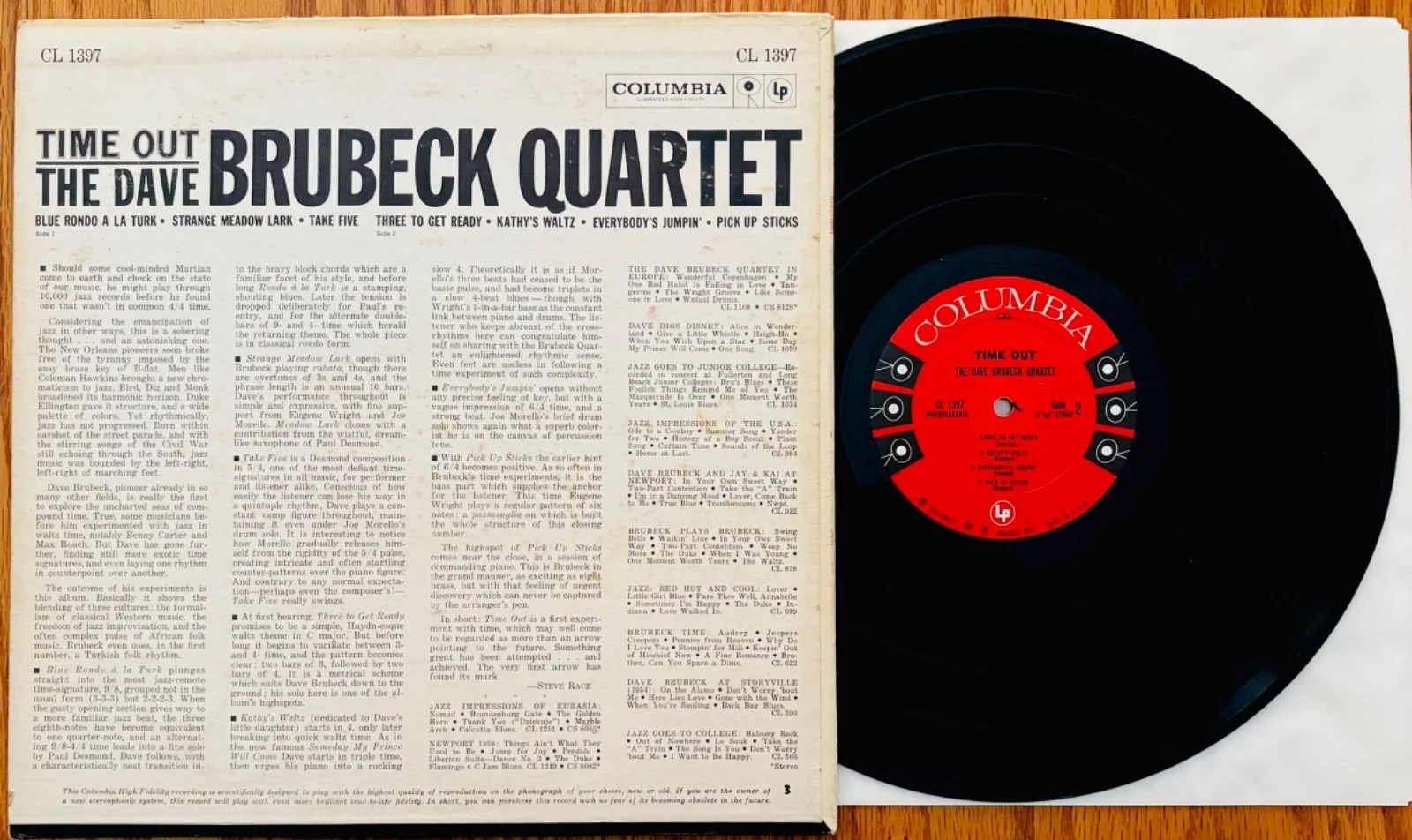 DAVE BRUBECK • Signed TIME OUT Album~COLUMBIA #CL 1397 • 6 Eye • A Jazz Classic, image 2