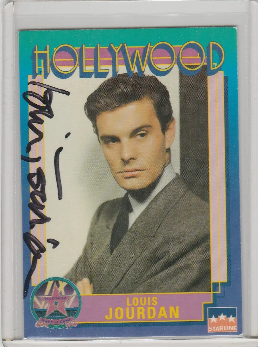 Louis Jourdan — Louis Jourdan Original Autograph Hollywood Walk of Fame 1991 Card #145 with COA