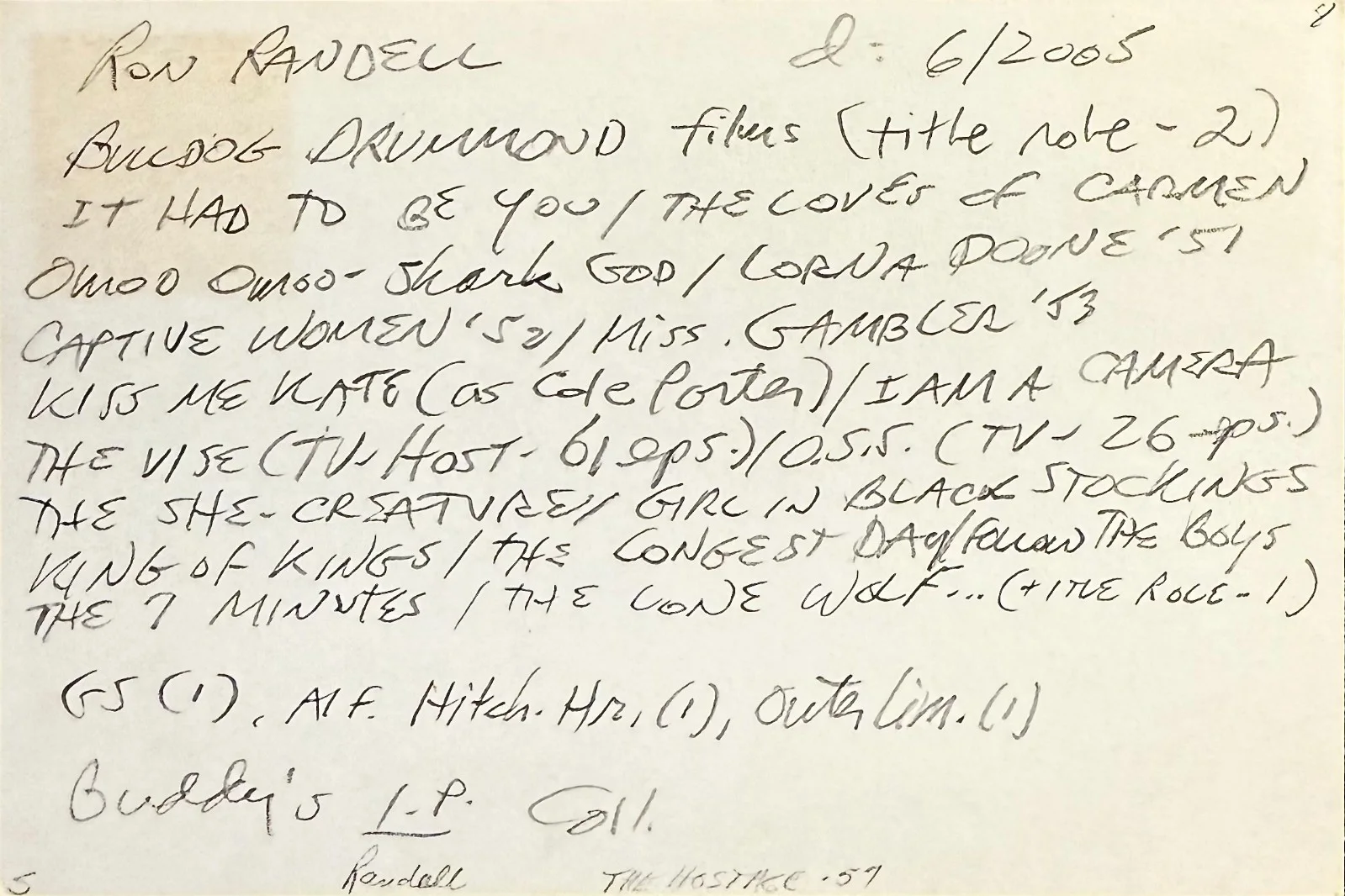 Ron Randell — RON RANDELL Autograph Signed 4x6 INDEX CARD The Loves of Carmen SAVAGE PAMPAS, изображение 2