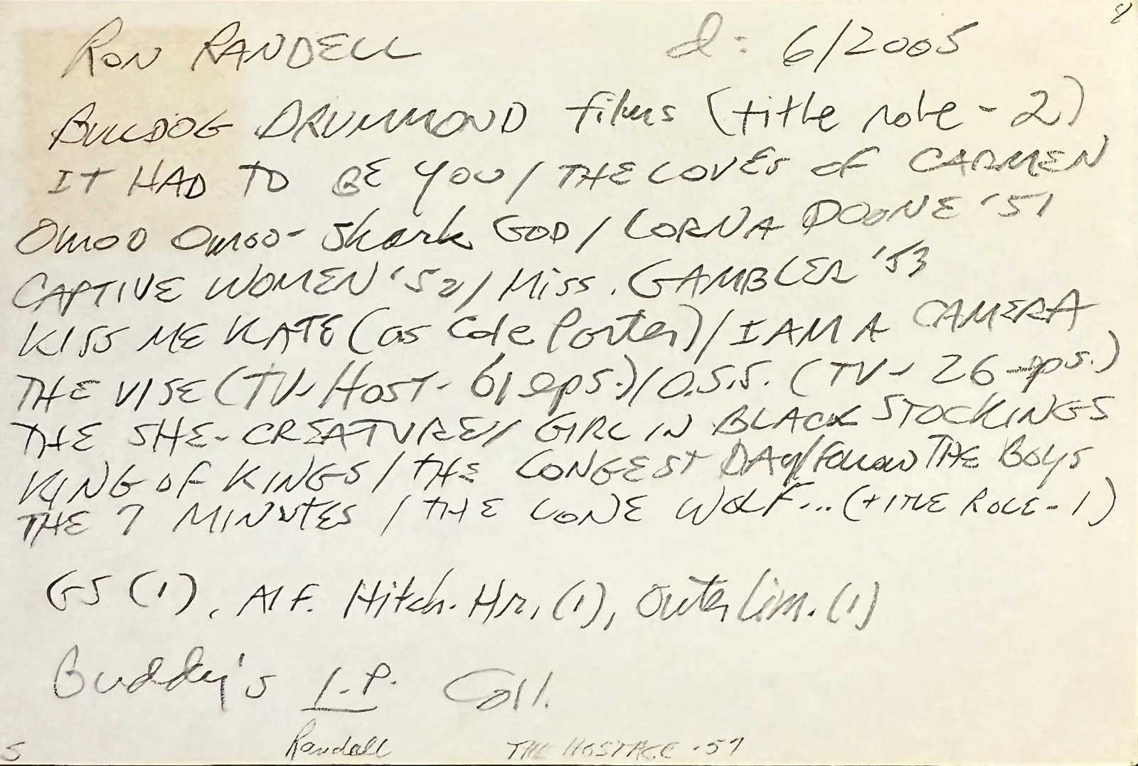 Ron Randell — RON RANDELL Autograph Signed 4x6 INDEX CARD The Loves of Carmen SAVAGE PAMPAS, изображение 4