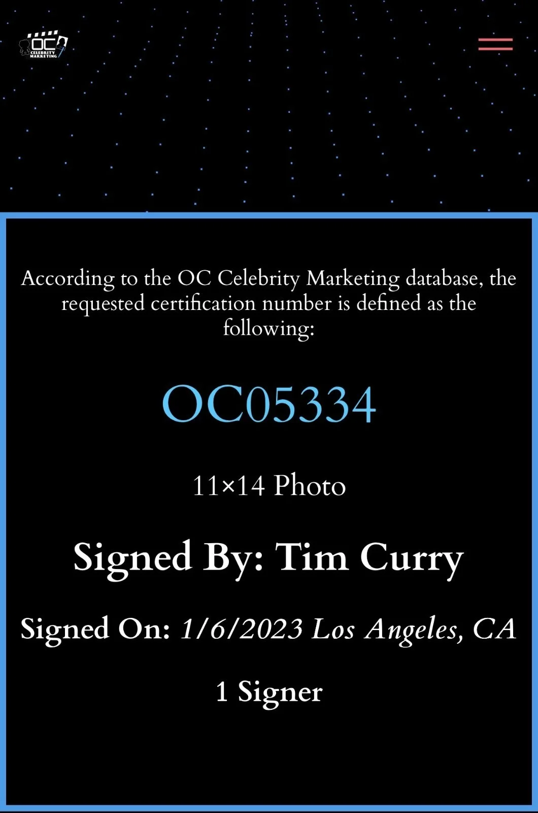 Tim Curry — Tim Curry Signed 11x14 photo Rocky Horror Picture Show OC COA, изображение 5