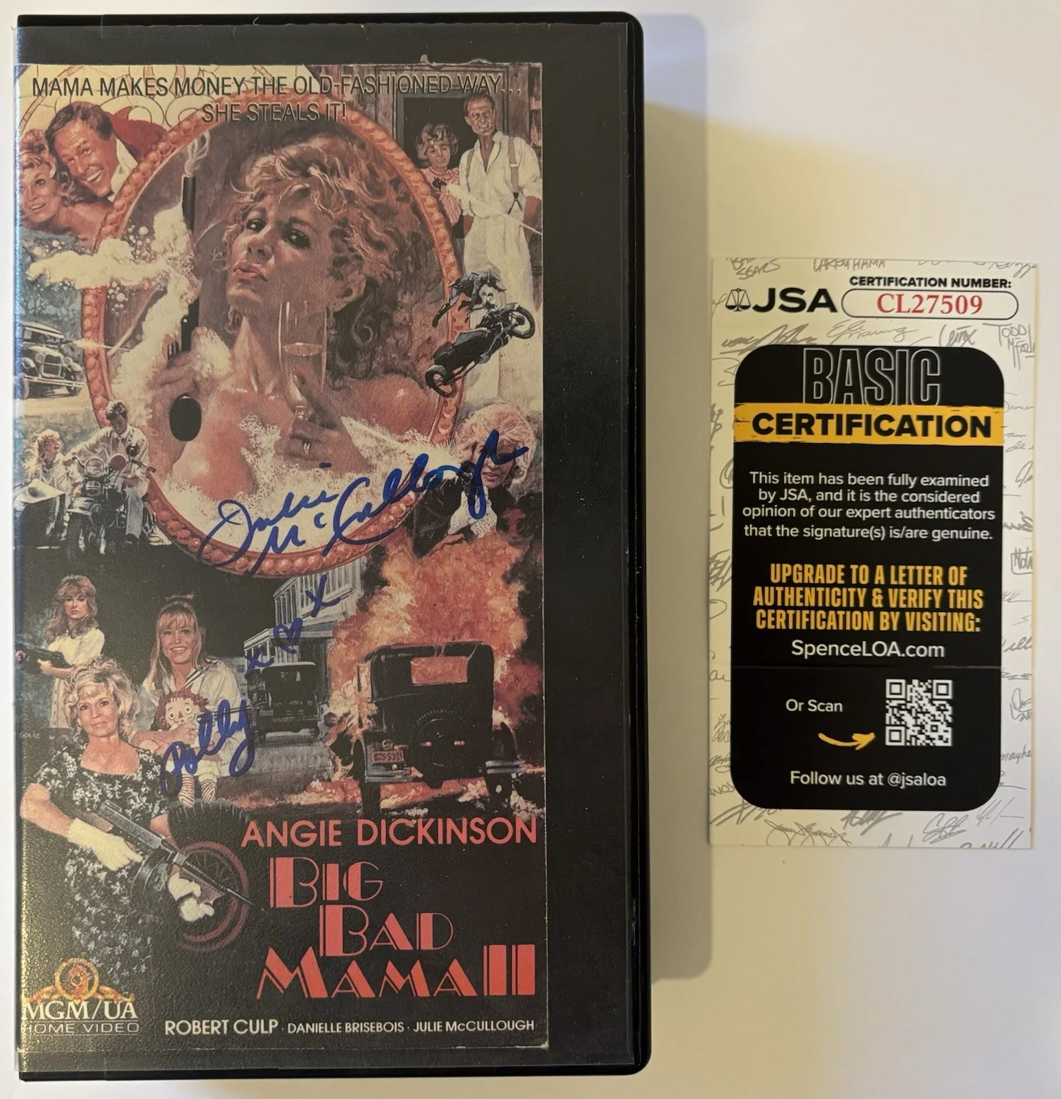 Julie McCullough — Julie McCullough Autographed/Signed VHS Tape Big Bad Mama II JSA COA Playboy