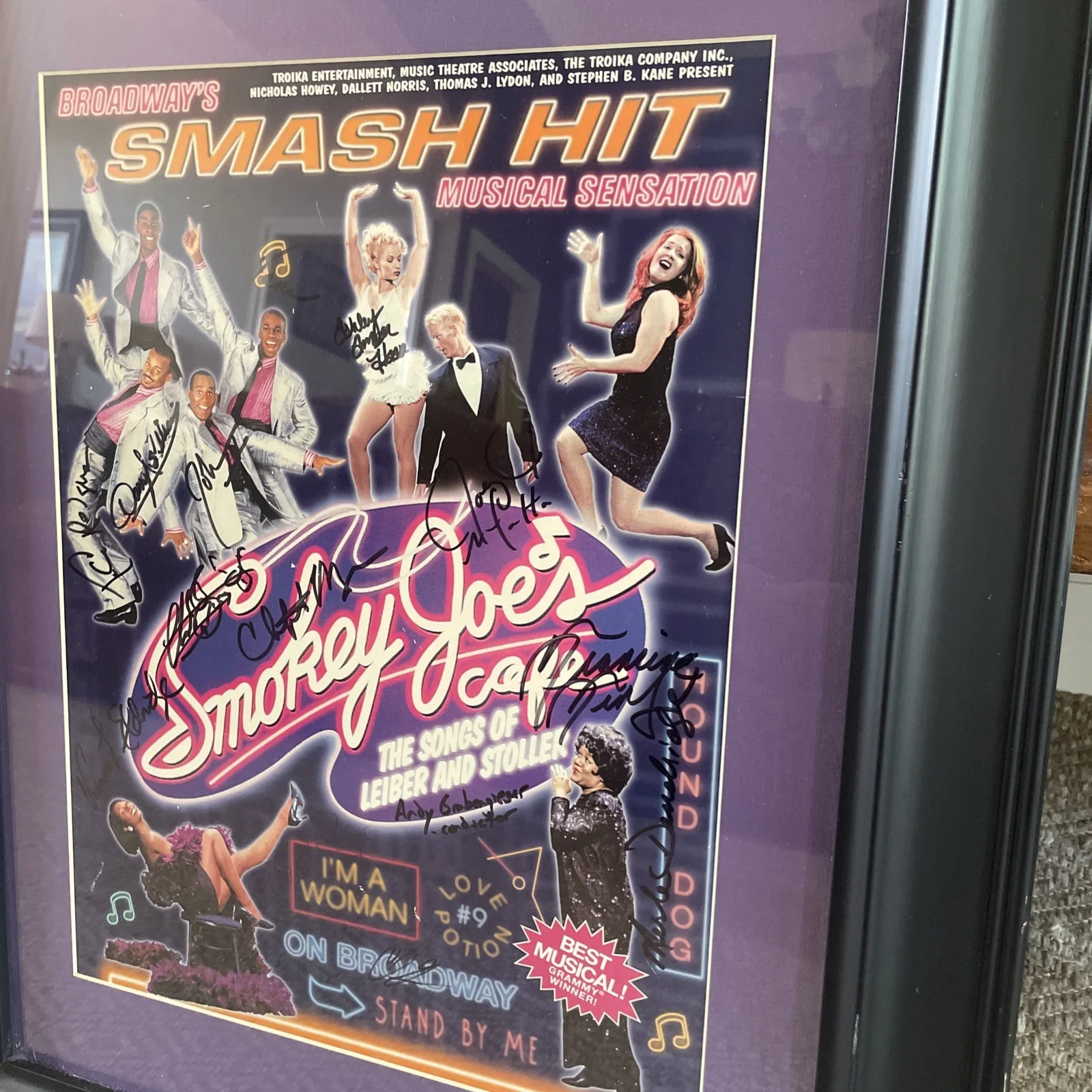 Smokey Joe's Cafe Broadway Window Card Poster Signed By Touring Cast Framed, изображение 2