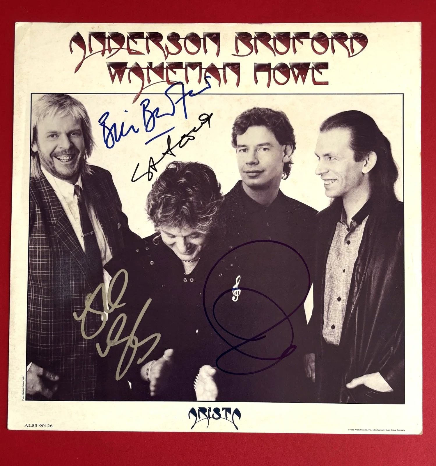 ANDERSON BRUFORD WAKEMAN & HOWE Signed PROMO FLAT POSTER x ALL JSA COA Steve YES, image 2