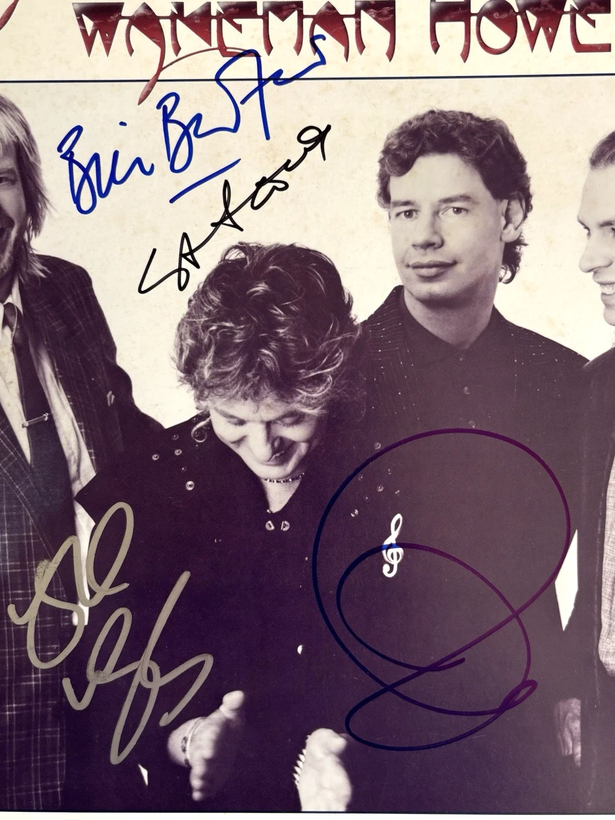 ANDERSON BRUFORD WAKEMAN & HOWE Signed PROMO FLAT POSTER x ALL JSA COA Steve YES, image 3
