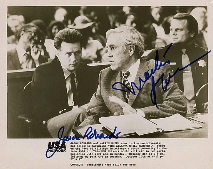Jason Robards, Martin Sheen — The Atlanta Child Murders Press Photo Signed by Jason Robards + Martin Sheen COA