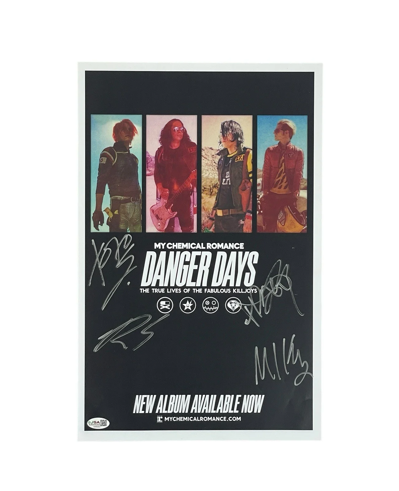 My Chemical Romance Autographed Danger Days 11x17 Promo Poster Band Signed JSA, image 2