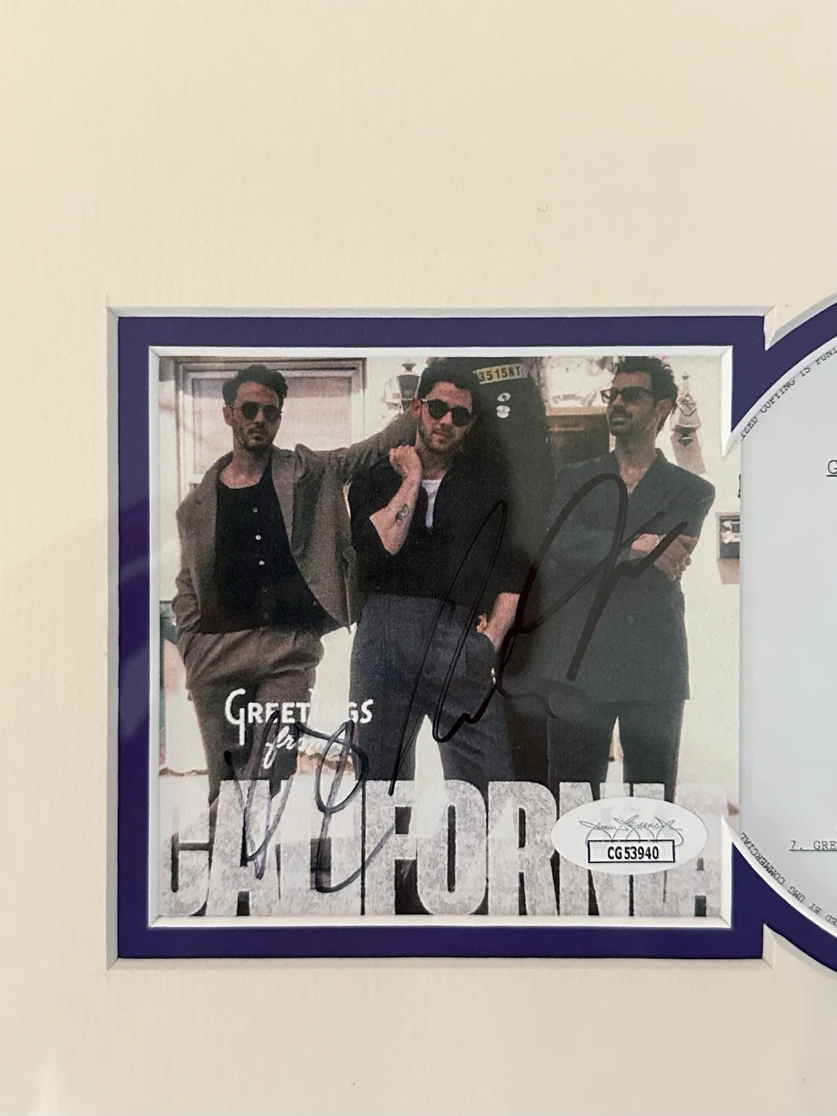 Jonas Brothers CA - Signed / Autographed CD Piece Framed w/ 8x10 Photo JSA COA, изображение 2