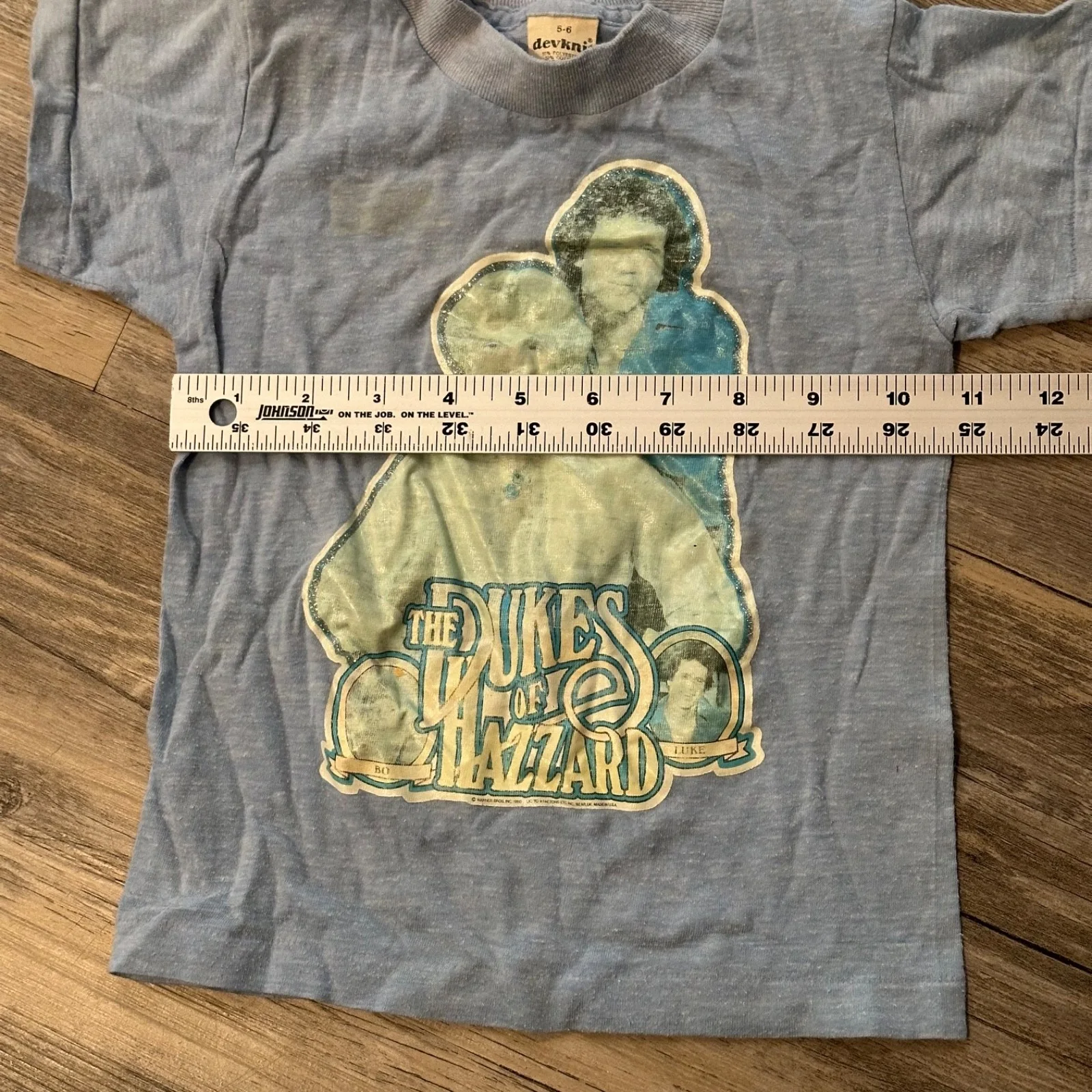 Vtg 70s The Dukes of Hazzard T-Shirt Blue 1979 Movie Shirt Size 5-6 Kids, изображение 5