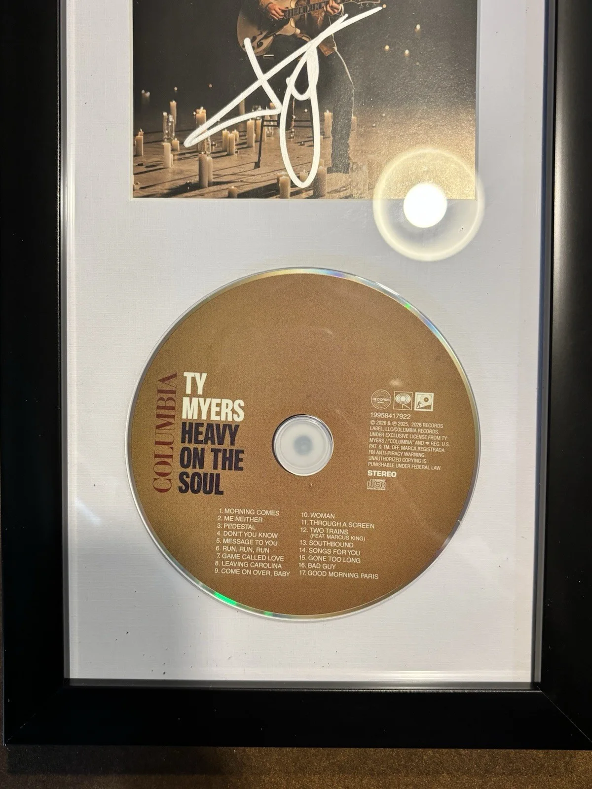 Ty Myers Signed Heavy On The Soul CD Cover Beckett Authentic Autographed Framed, изображение 4