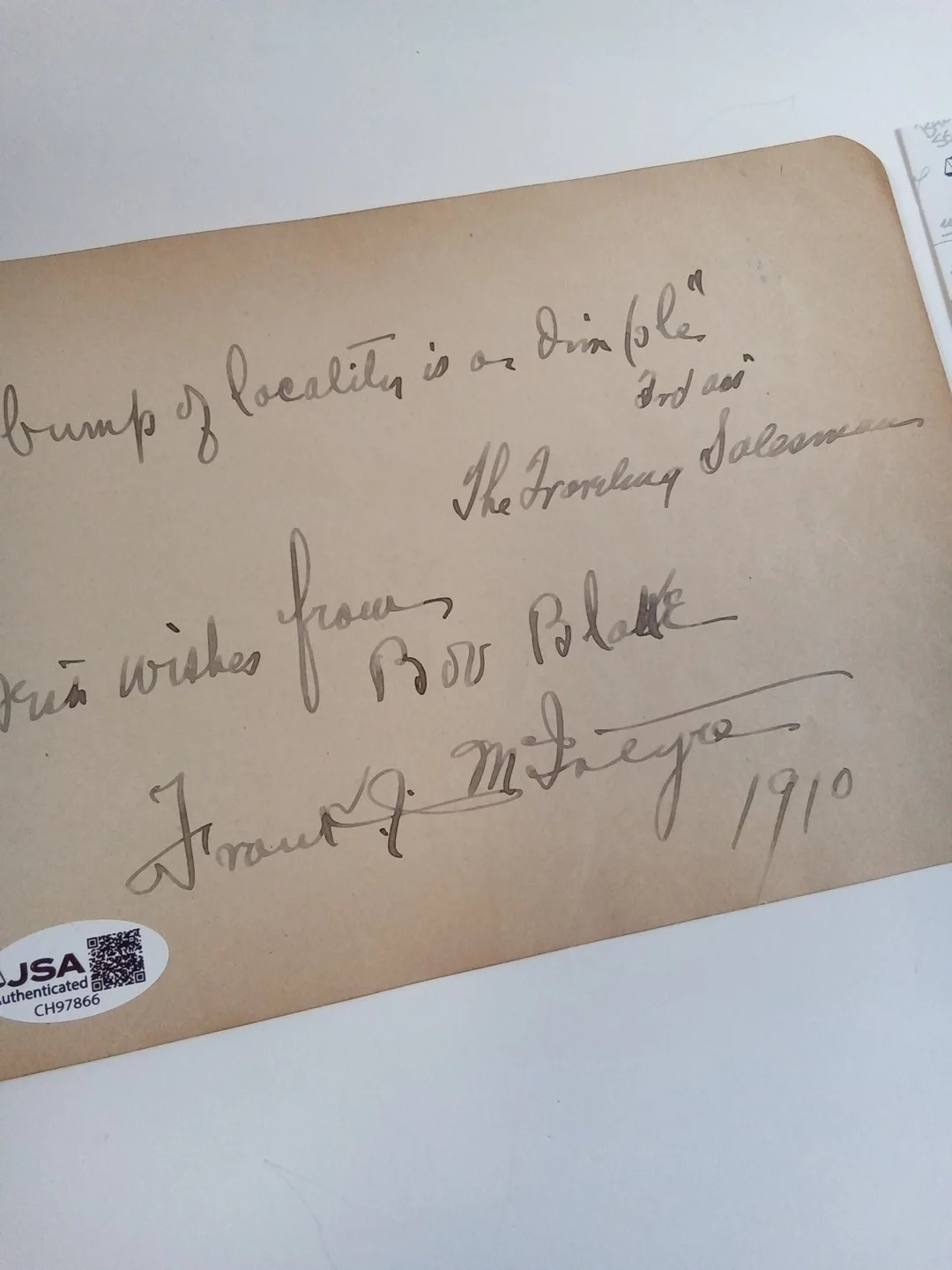 Frank J. McIntyre Silent Film Actor Signed Album Page JSA, изображение 3