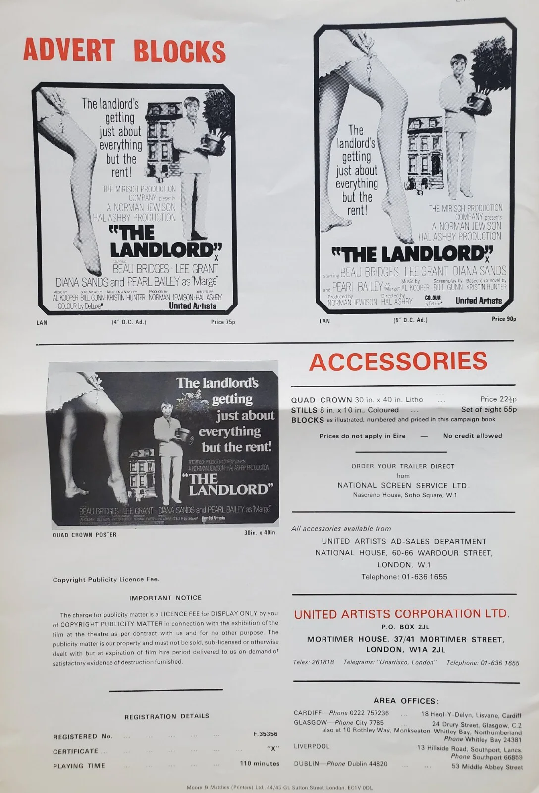 THE LANDLORD - VINTAGE 1970 UK PRESSBOOK - BEAU BRIDGES, LEE GRANT, PEARL BAILEY, изображение 5