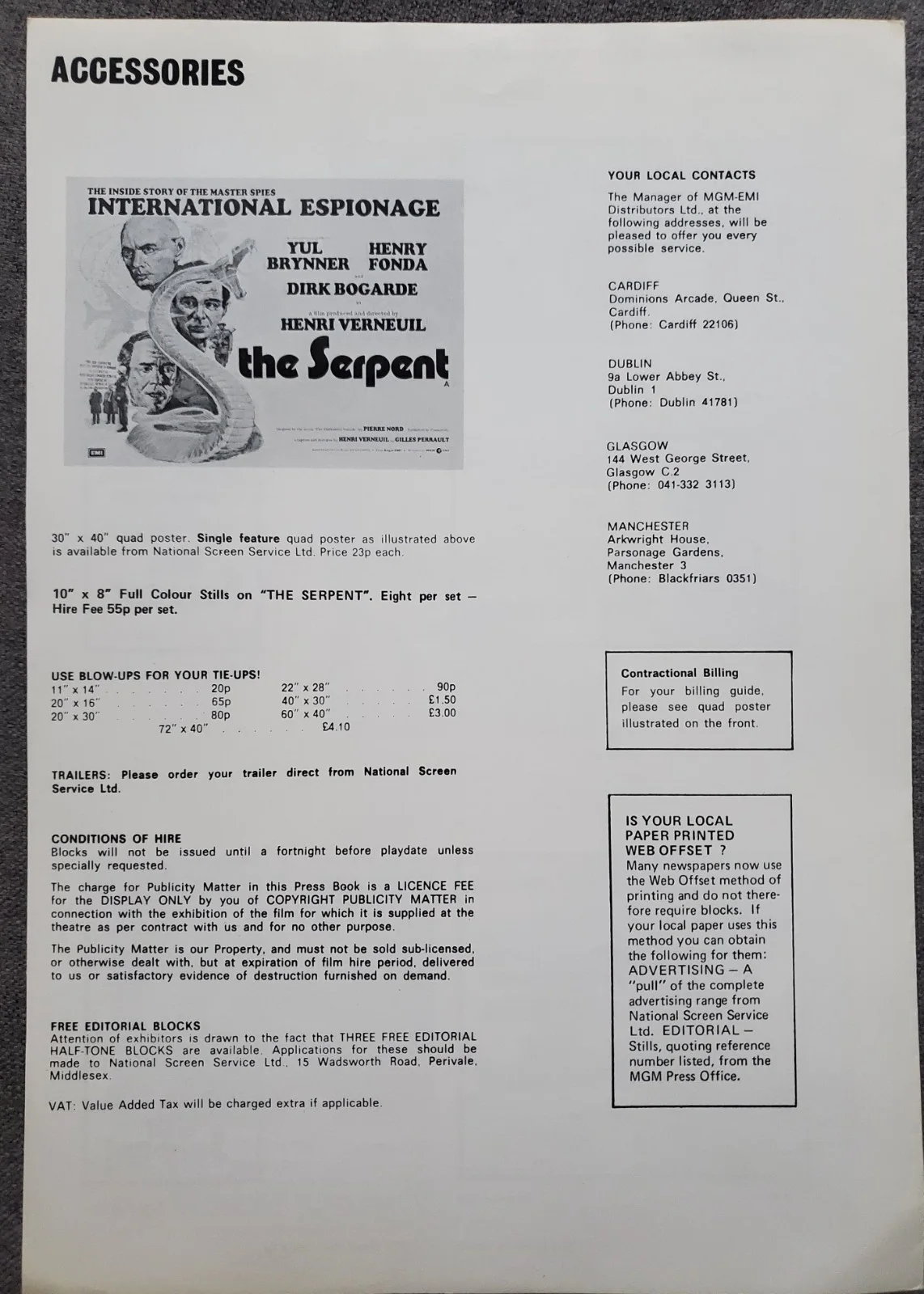 THE SERPENT - VINTAGE 1973 PRESSBOOK & SYNOPSIS - YUL BRYNNER, FONDA, BOGARDE, image 4
