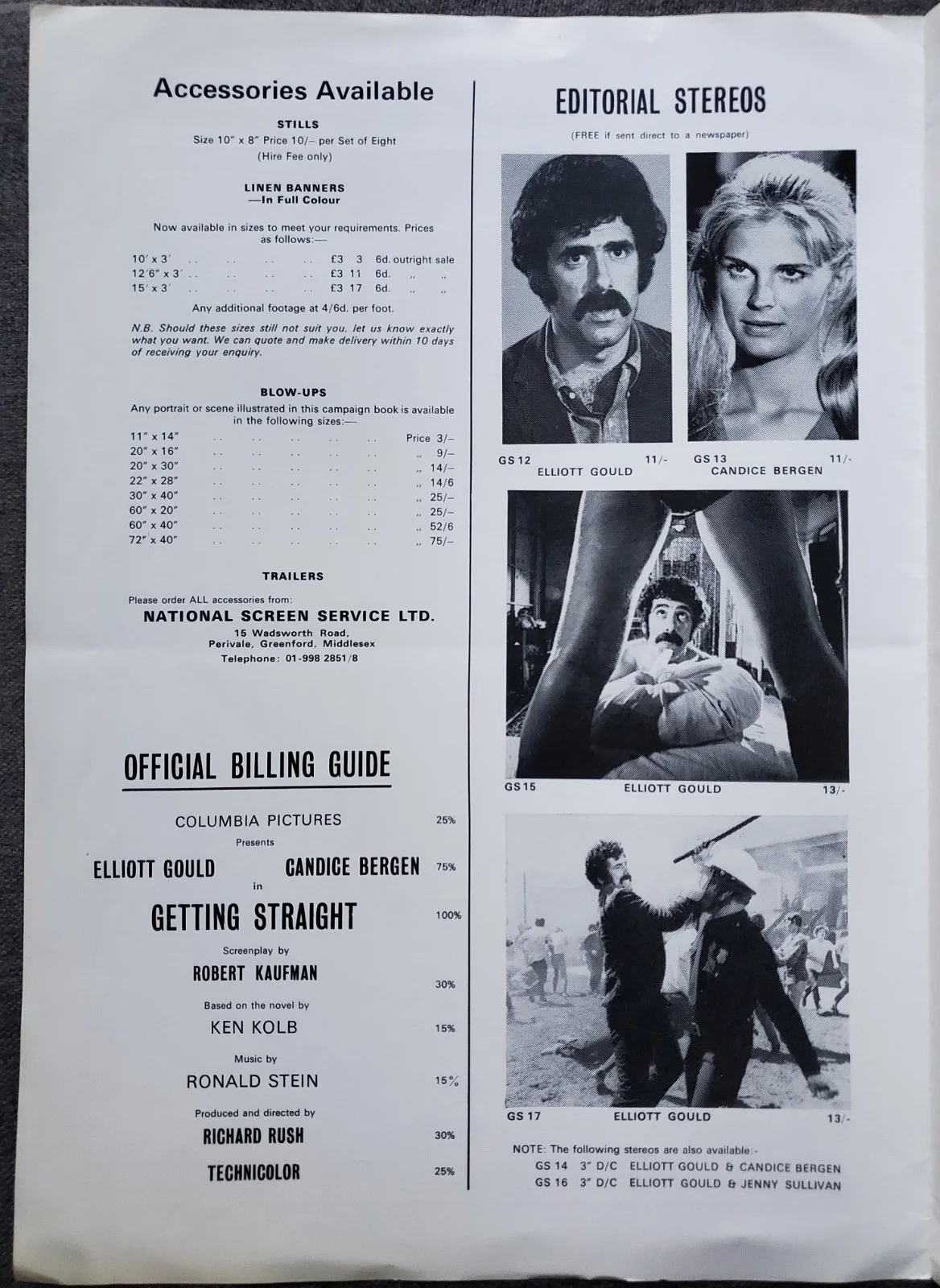 GETTING STRAIGHT - VINTAGE 1970 PRESSBOOK & CAMPAIGN BOOKLET - GOULD, BERGEN, image 2