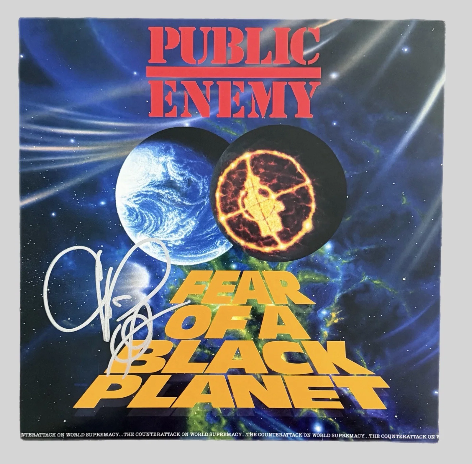 CHUCK D SIGNED FEAR OF A BLACK PLANET VINYL RECORD PUBLIC ENEMY w/JSA COA!, изображение 2