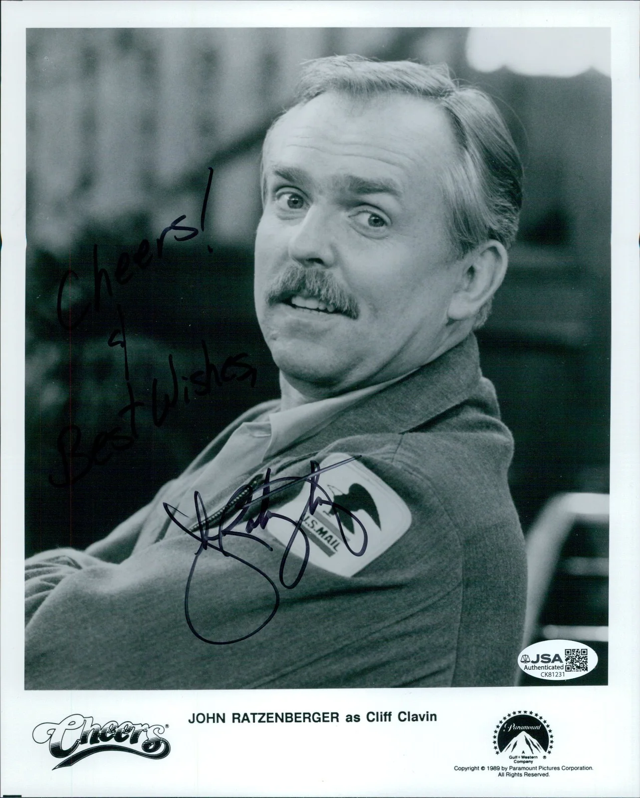 John Ratzenberger — John Ratzenberger Cheers Actor Signed 8x10 Glossy Promo Photo JSA Authenticated