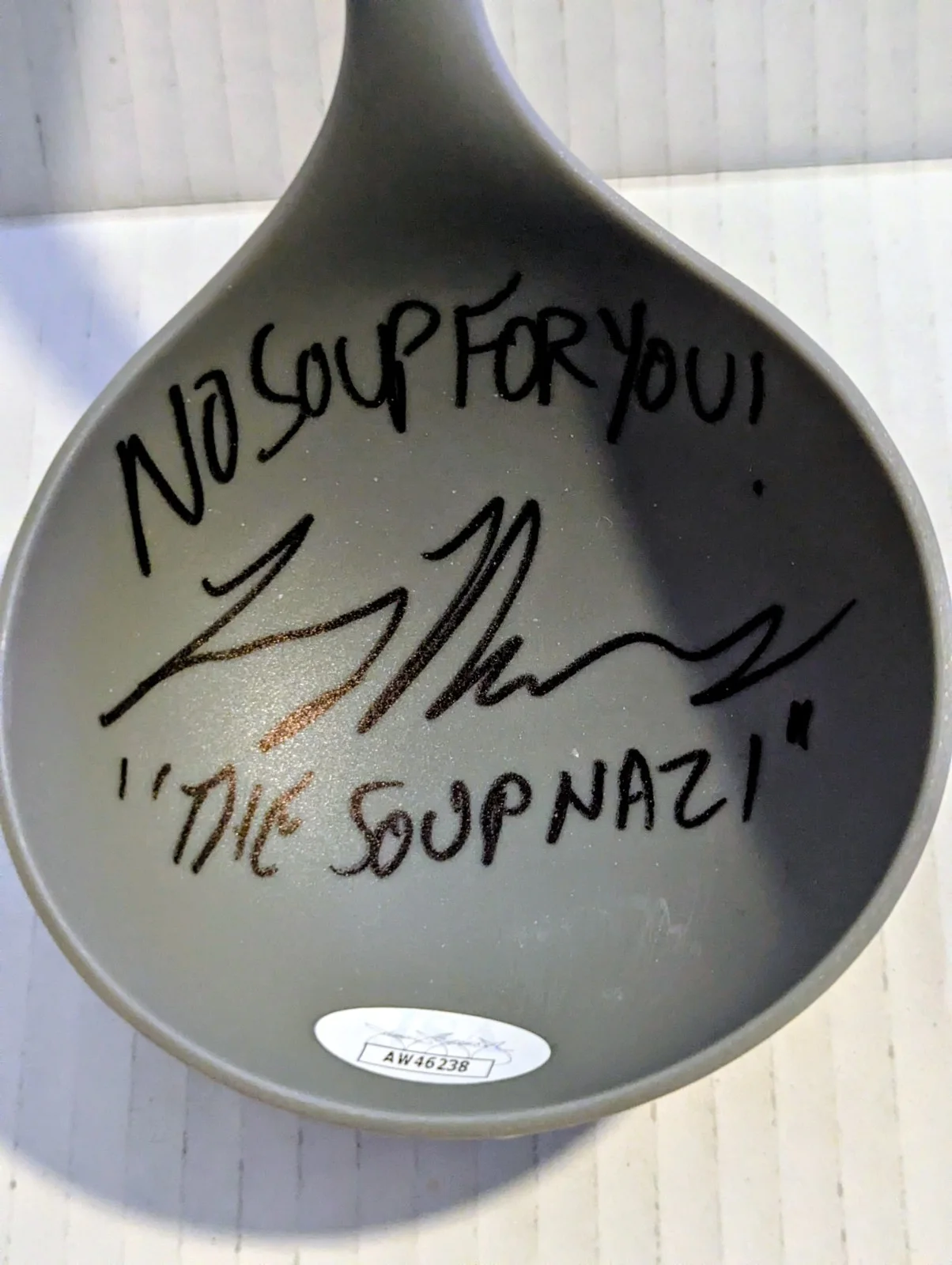 Soup Nazi — Seinfeld Soup Nazi autographed soup ladle No Soup for you added JSA Certified, изображение 2