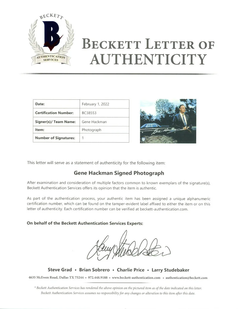 GENE HACKMAN SIGNED AUTOGRAPHED 11x14 PHOTO MISSISSIPPI BURNING OPX BECKETT BAS, image 3