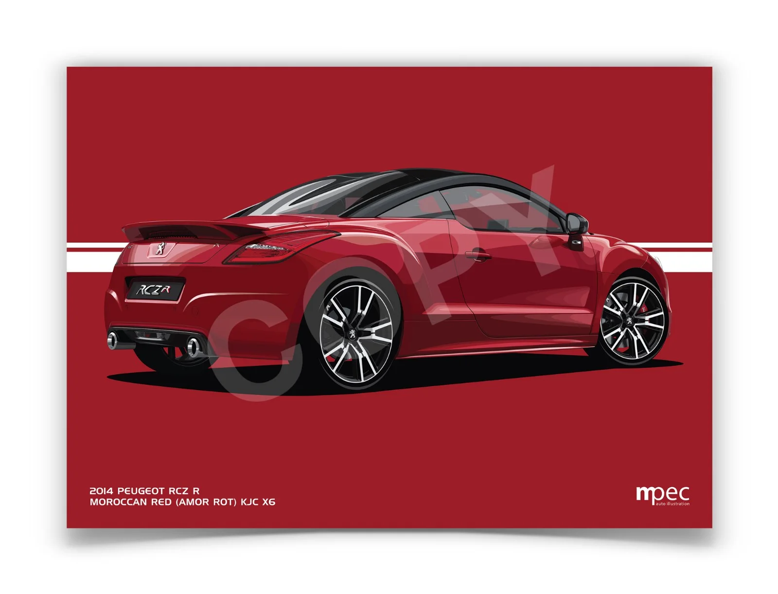 Poster Illustration Peugeot RCZ R Car Landscape - Various Sizes, изображение 2