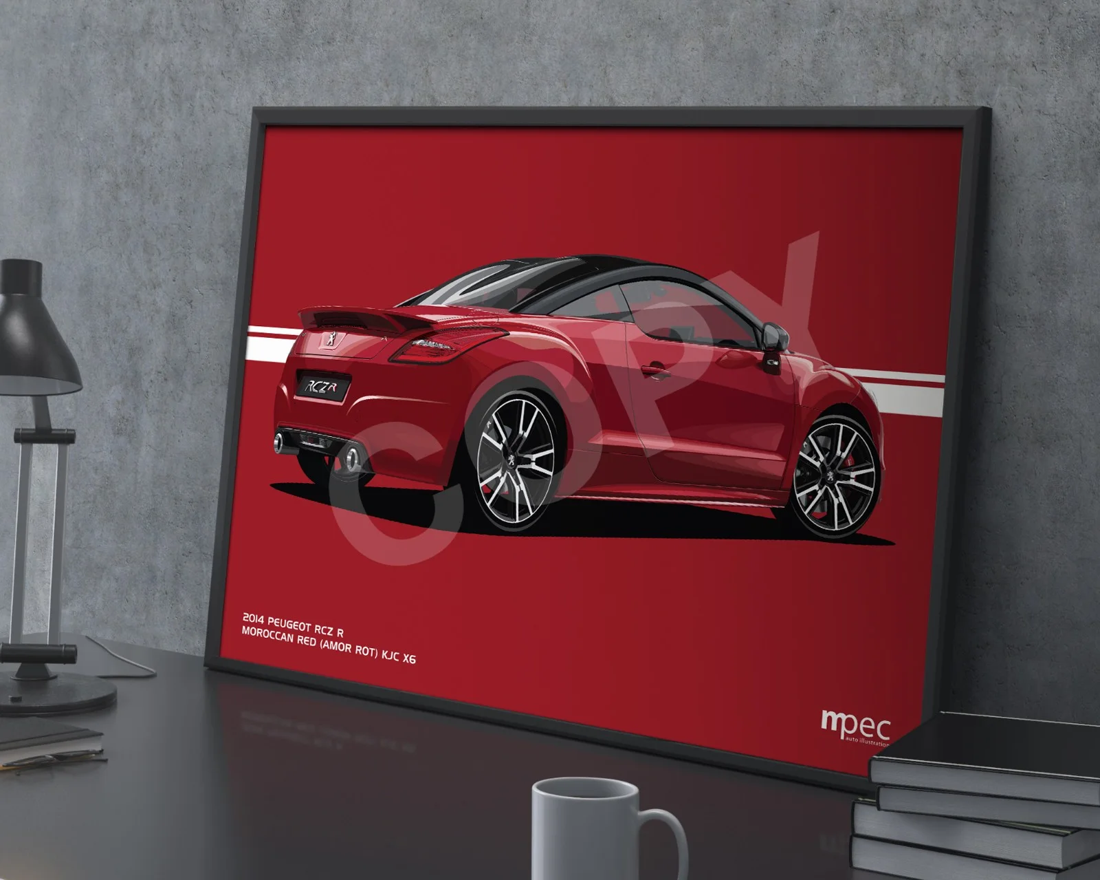 Poster Illustration Peugeot RCZ R Car Landscape - Various Sizes, изображение 3