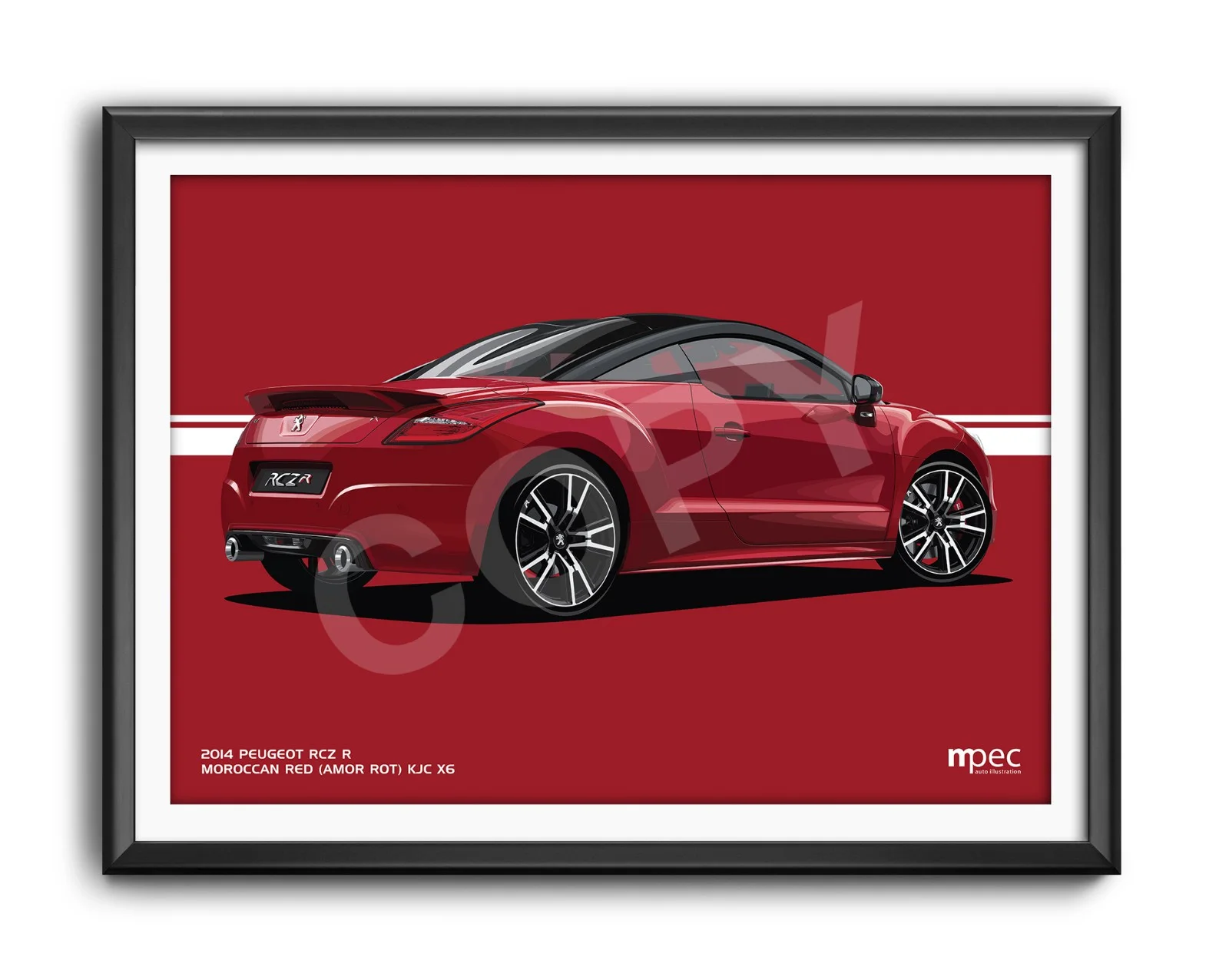 Poster Illustration Peugeot RCZ R Car Landscape - Various Sizes, изображение 4