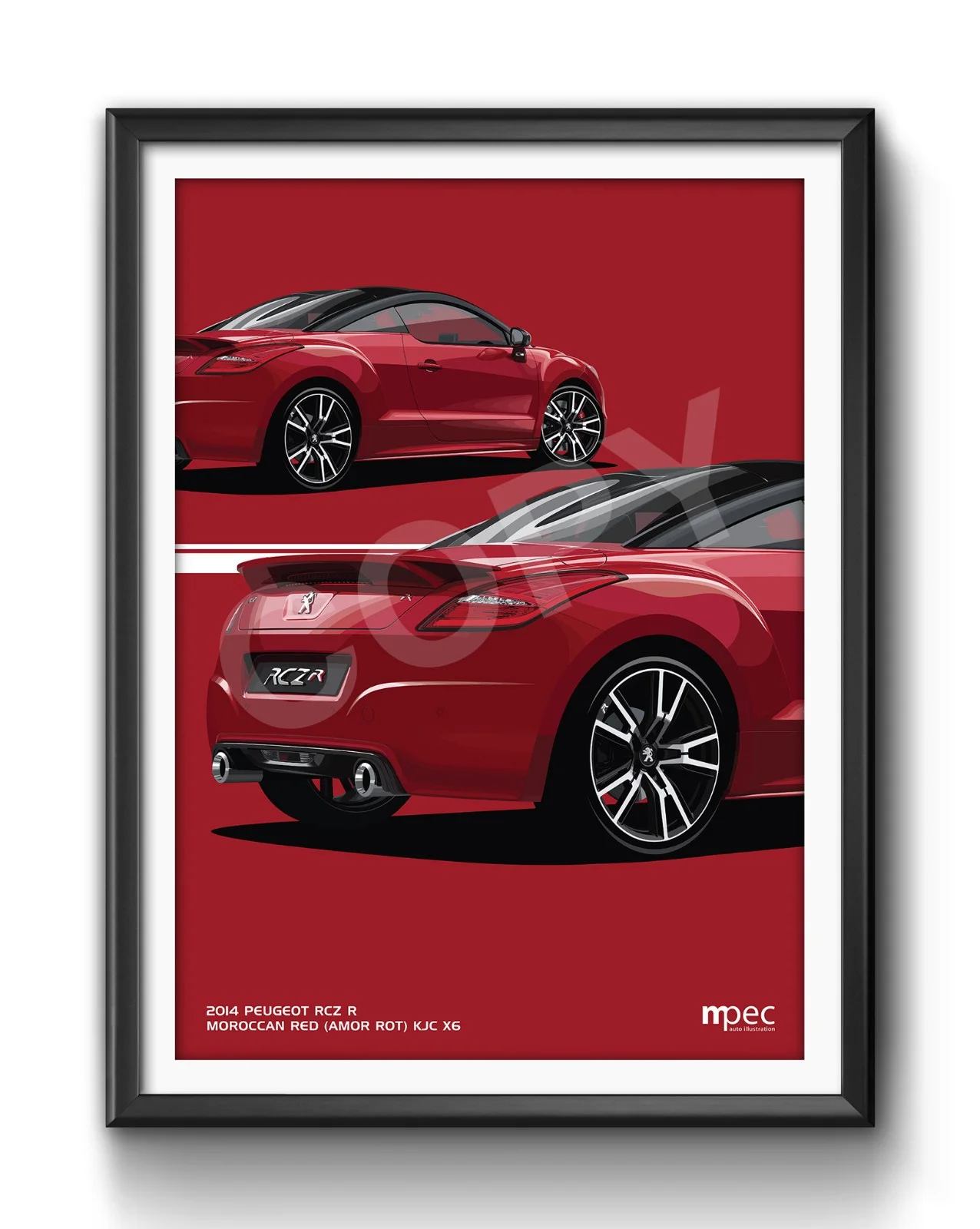Poster Illustration Peugeot RCZ R Car CloseUp - Various Sizes, image 4