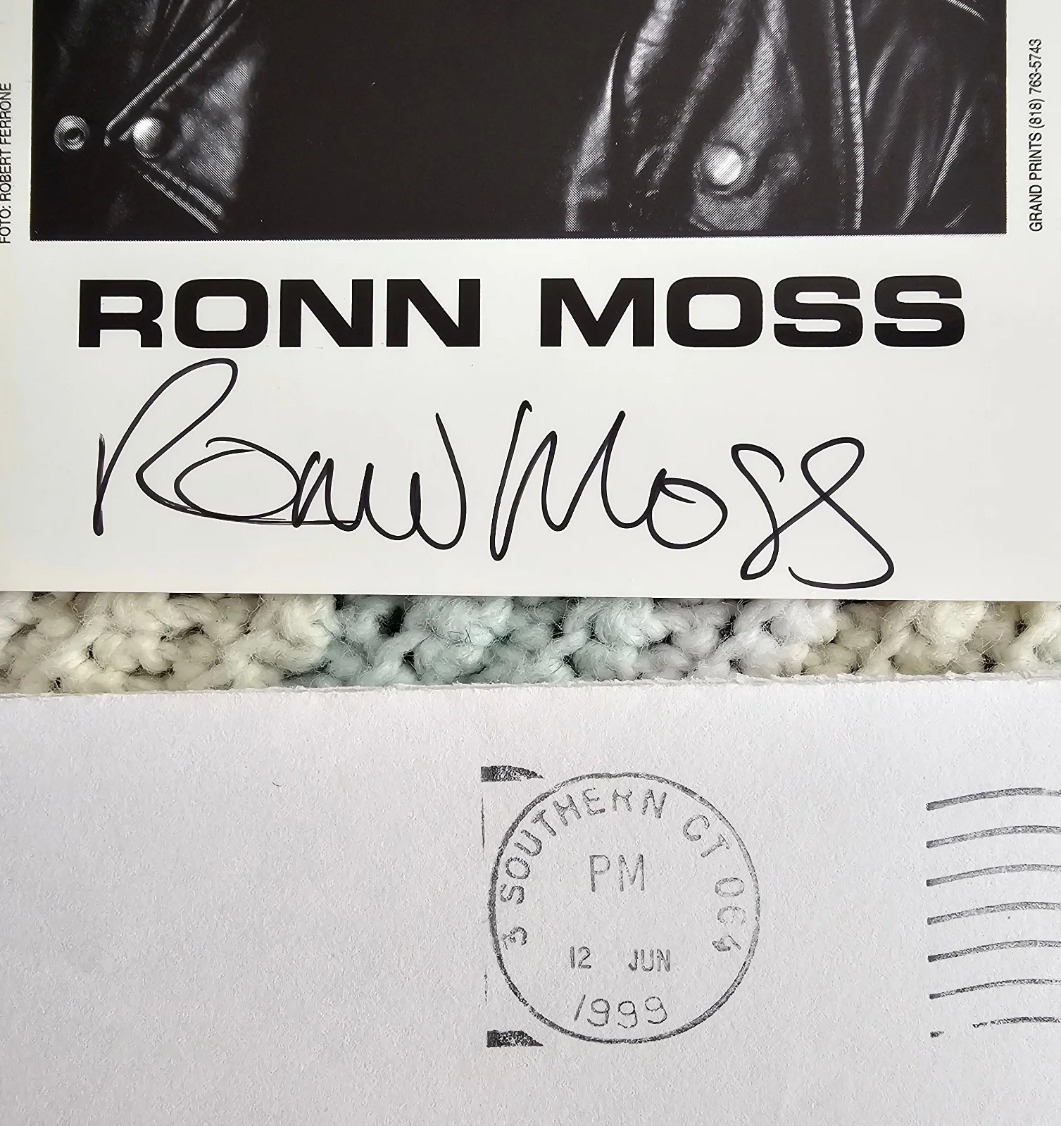 Ronn Moss — Ronn Moss Signed 4x6 B&W Photo with Letter dated 1999 Envelope Bold & Beautiful, изображение 3