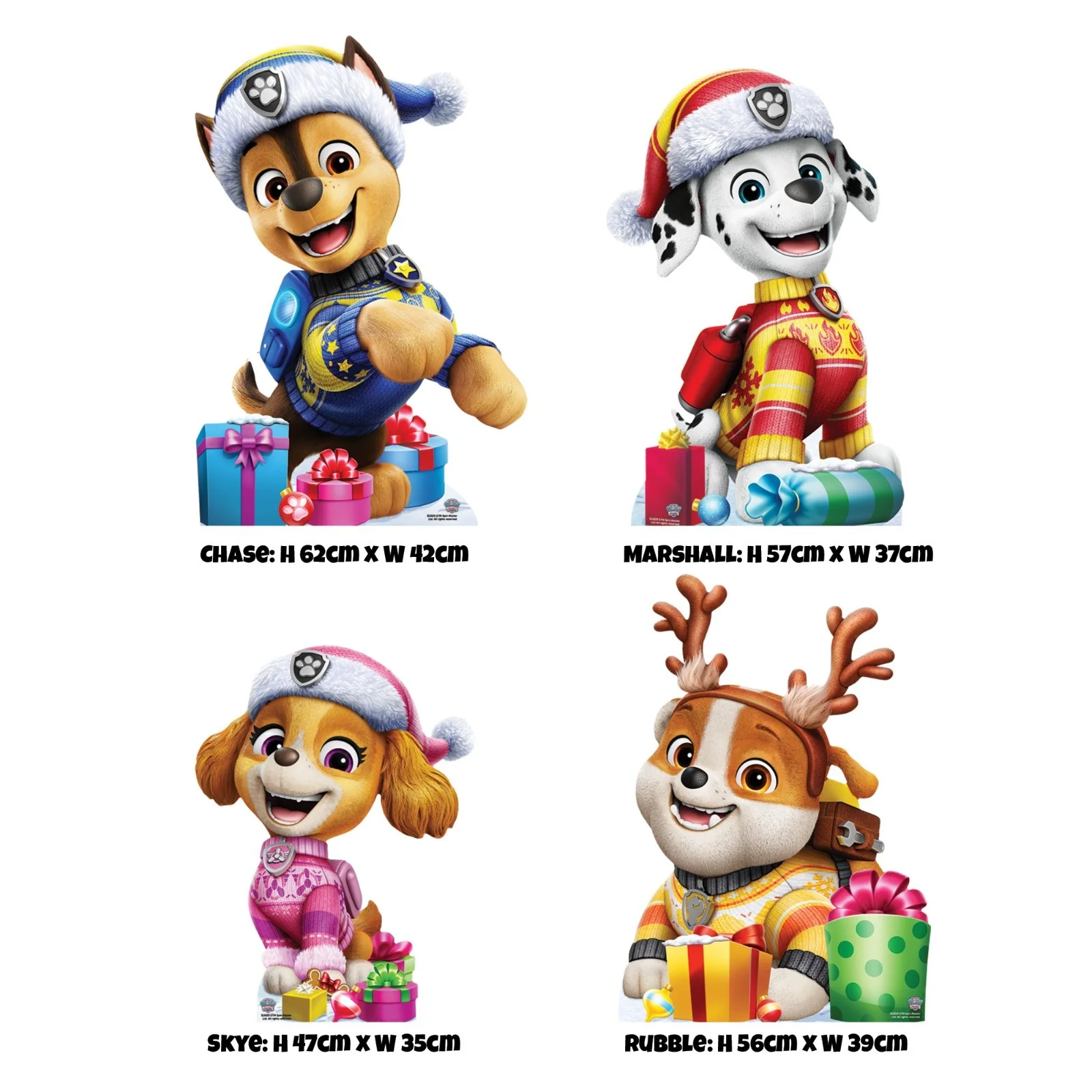 Paw Patrol Christmas Mini Cardboard Cutouts Multipack of 4 Standees, изображение 2