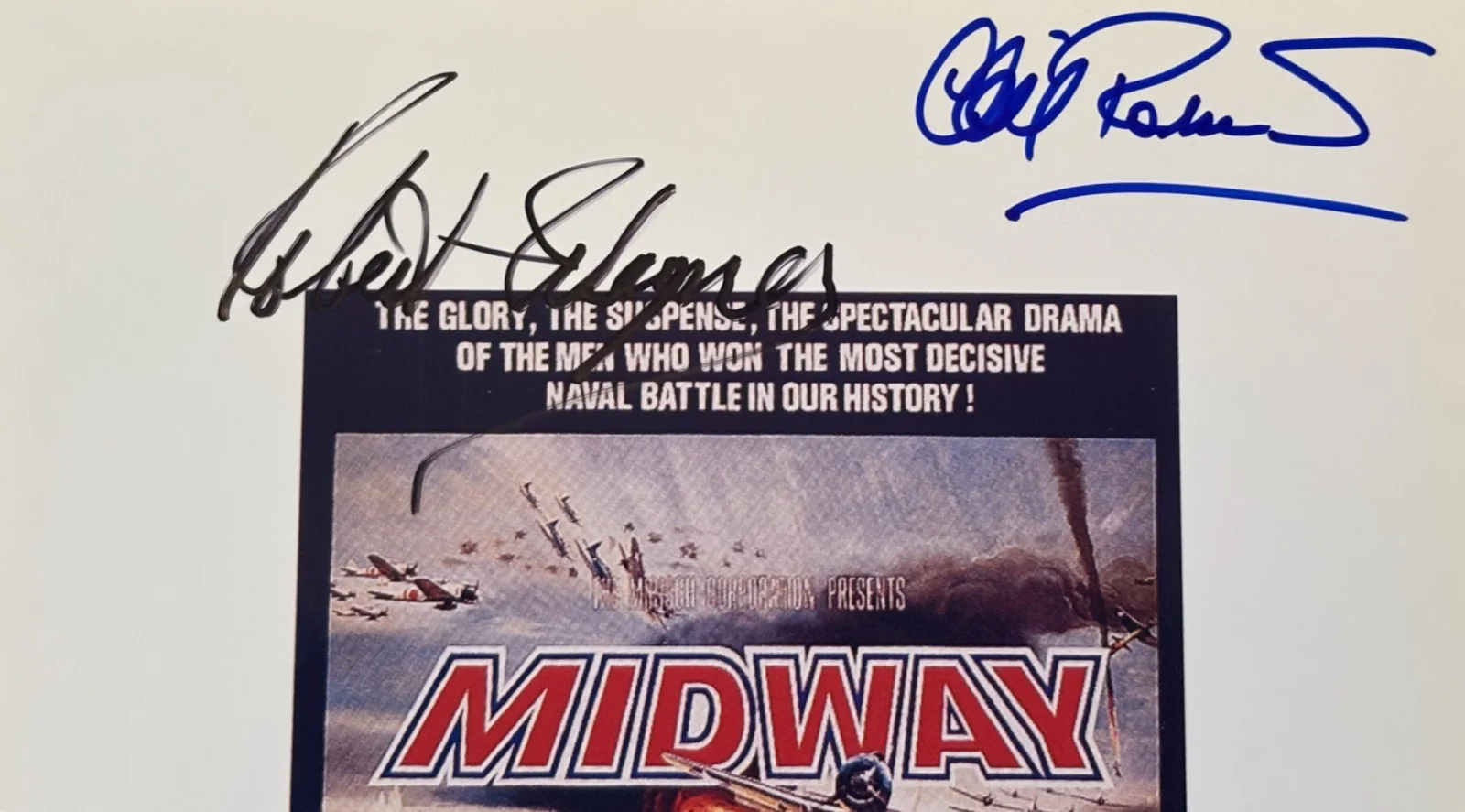 Robert Wagner, Cliff Robertson, David Macklin — "Midway" 1976 Movie Photo Signed Robert Wagner, Cliff Robertson, David Macklin, image 4