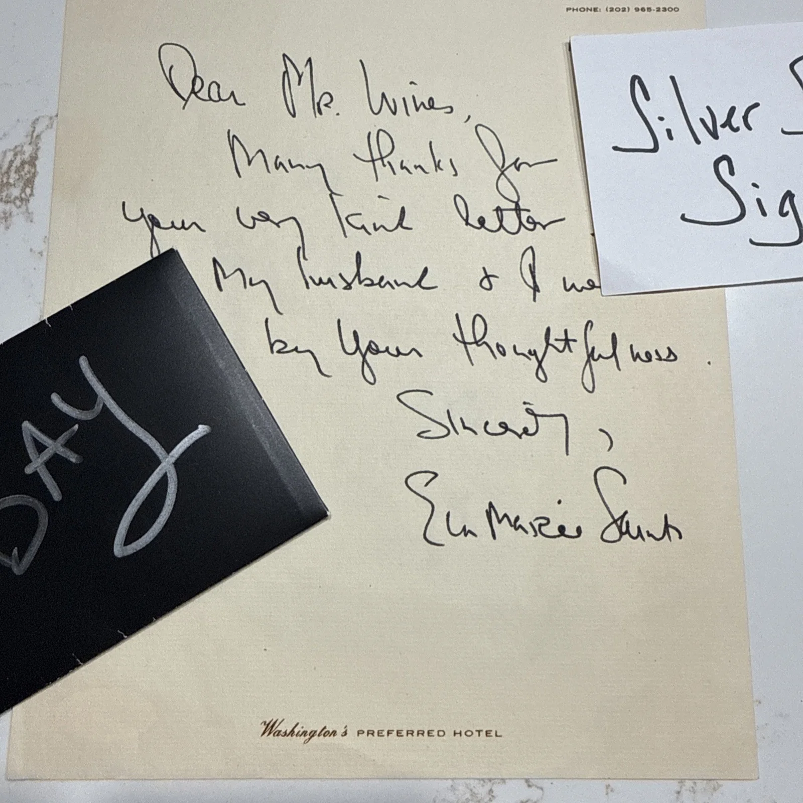 Oscar Winner Eva Marie Saint Autograph SIGNED Letter JSA COA Watergate Hotel, image 3