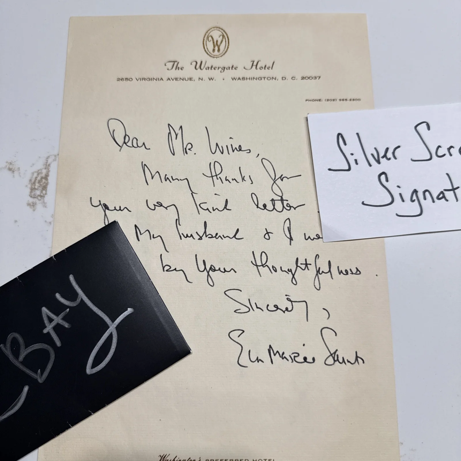 Oscar Winner Eva Marie Saint Autograph SIGNED Letter JSA COA Watergate Hotel, image 4